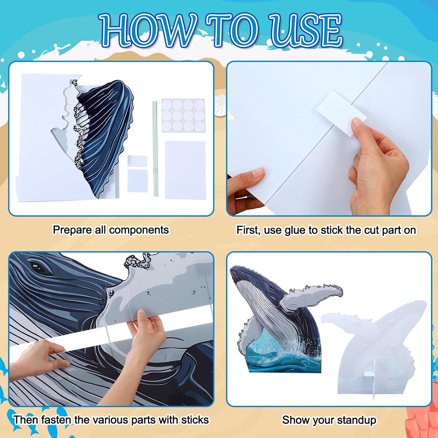 3.3 ft Large North Vbs Whale Cardboard Cutout Stand up Religious Jonah & The Whale Photo Prop Stand up 3D Ocean Theme Party Decoration Standup Cutout for Ocean Decor Vbs Sunday School Supplies