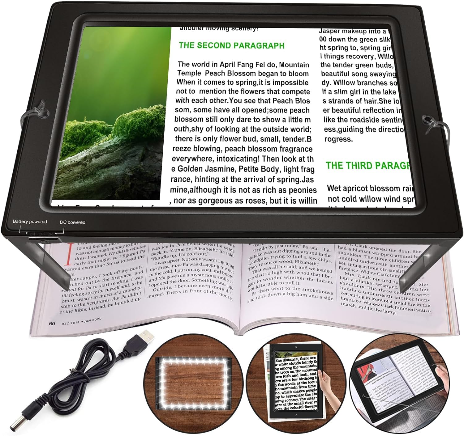 Magnifying Glass with Light,Reading Magnifier for Books,4X Large Lens and 50 LED Illuminated Light