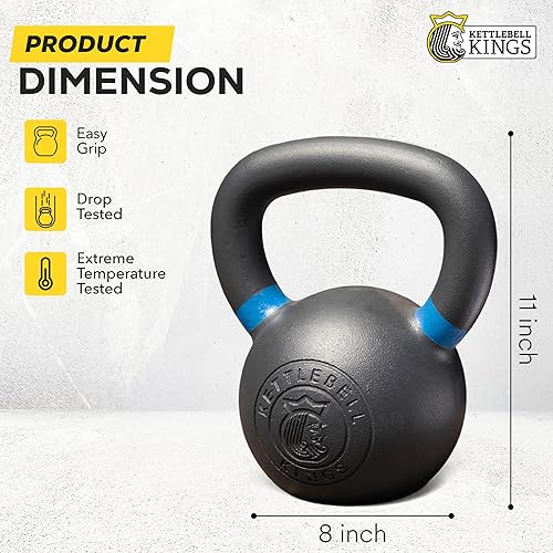 Miniatura 3 de Kettlebell Kings Pesas rusas con recubrimiento en polvo de 4 a 105.8 lbs  Pesas de mano Equipo de gimnasio y juegos de entrenamiento de fuerza para