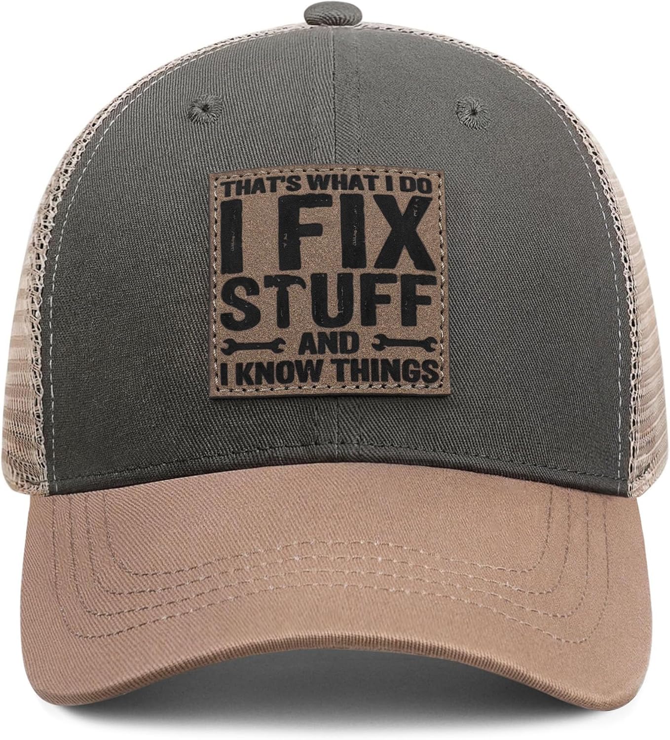 Funny Mens Trucker Hats - I Fix Stuff and Know Things Hat for Men Dad Father Uncle - Adjustable & Breathable Casual Wear