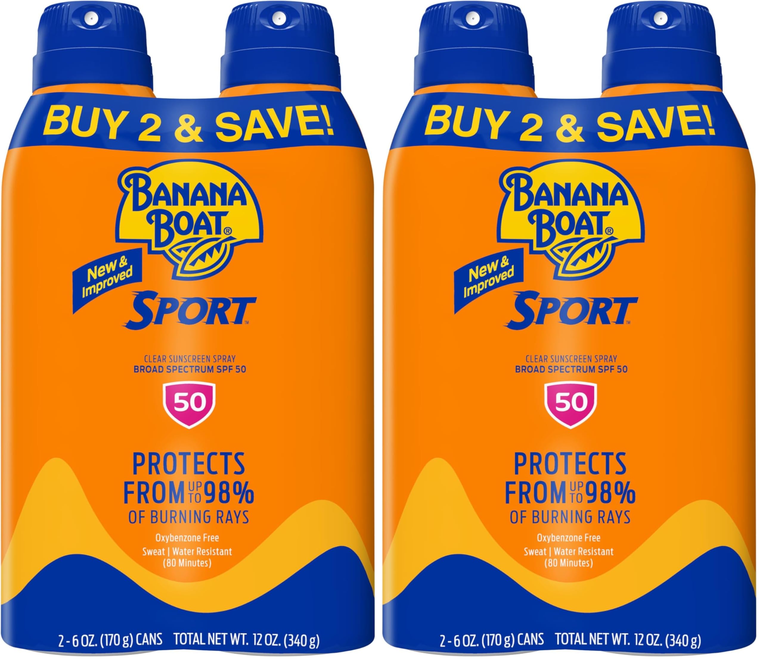 Banana Boat Sport Ultra SPF 50 Sunscreen Spray Twin Pack Banana Boat Sunscreen Spray SPF 50 Spray On