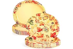 Premium 50-Count 10.8" x 12.7" Oval Paper Plates for Thanksgiving Festivities