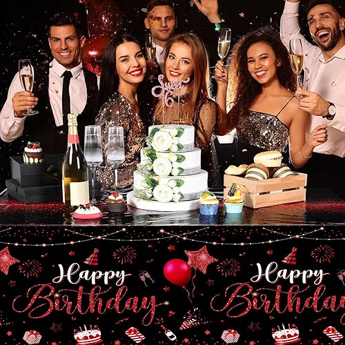 Miniatura 6 de Tudomro 6 manteles rectangulares de plástico para decoración de cumpleaños, para baby shower, suministros de fiesta de cumpleaños, 108 x 54 pulgadas