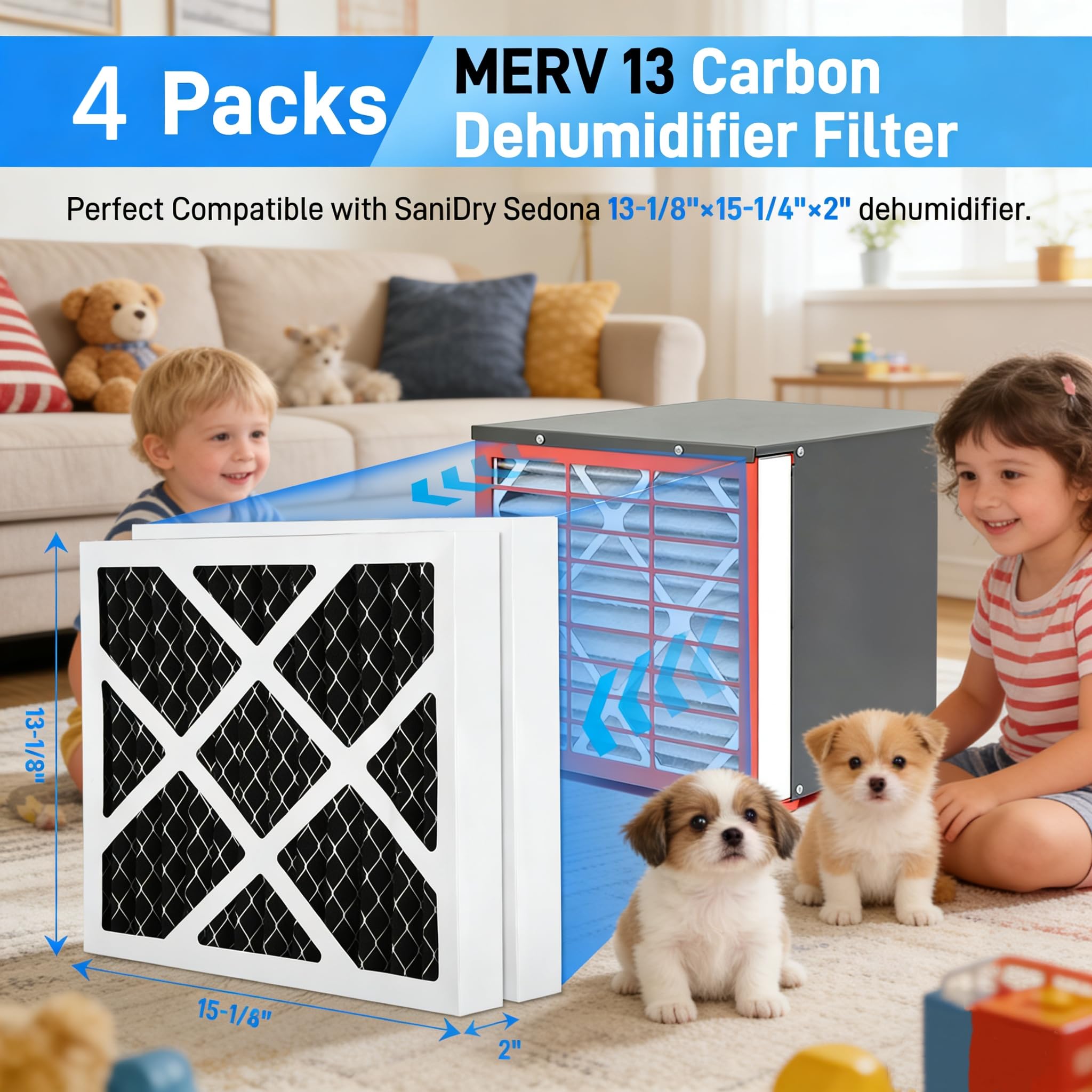 Filtro de carbono MERV 13 compatible con Sanidry Sedona filtro deshumidificador pn07126 de repuesto para Sanidry 4 paquetes