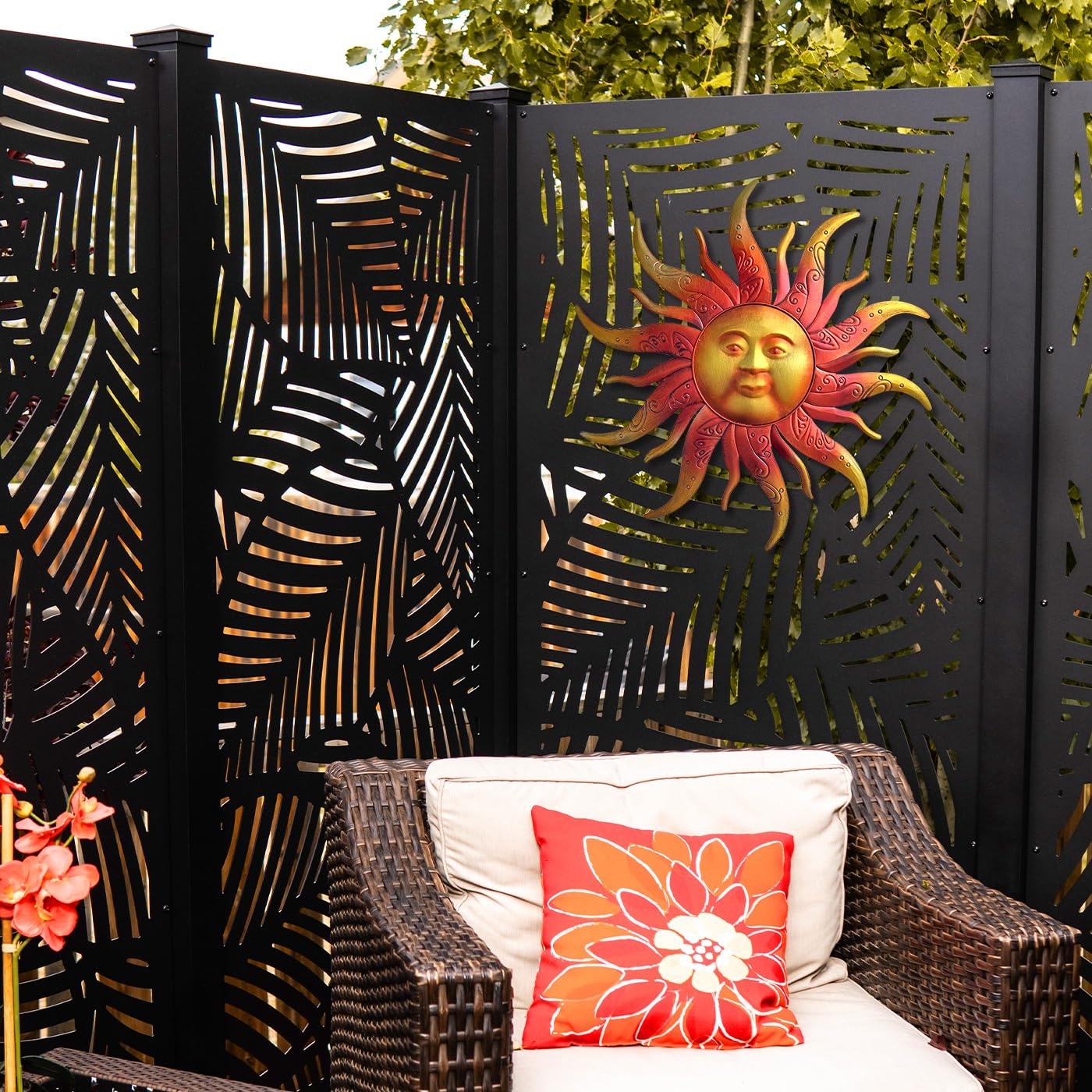 Daogtc Decoração grande de arte de parede de sol de metal