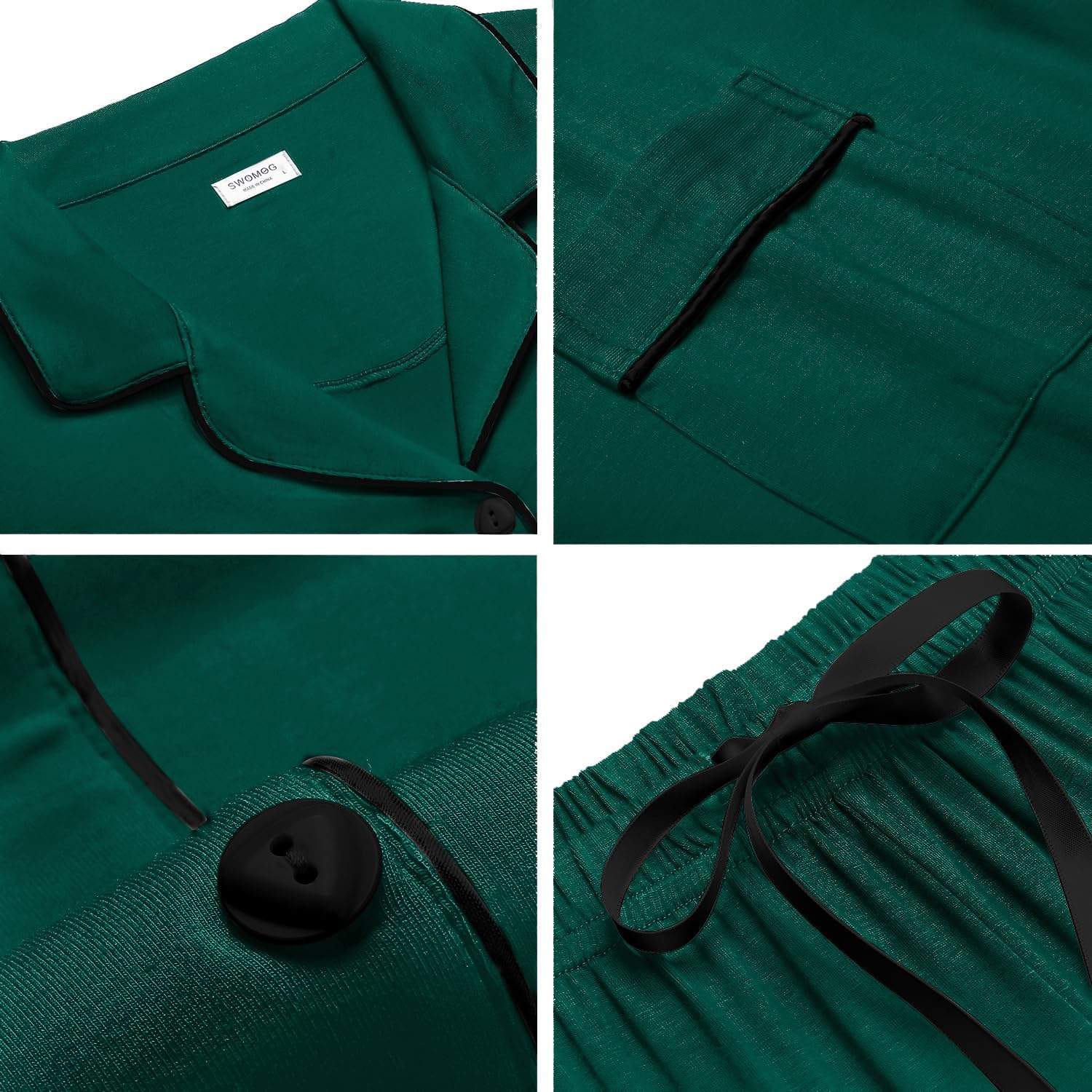 SWOMOG Womens Button Down Pajamas Set Short Sleeve Sleepwear Bride Soft Pj Lounge Sets XS-3XL - Image 5