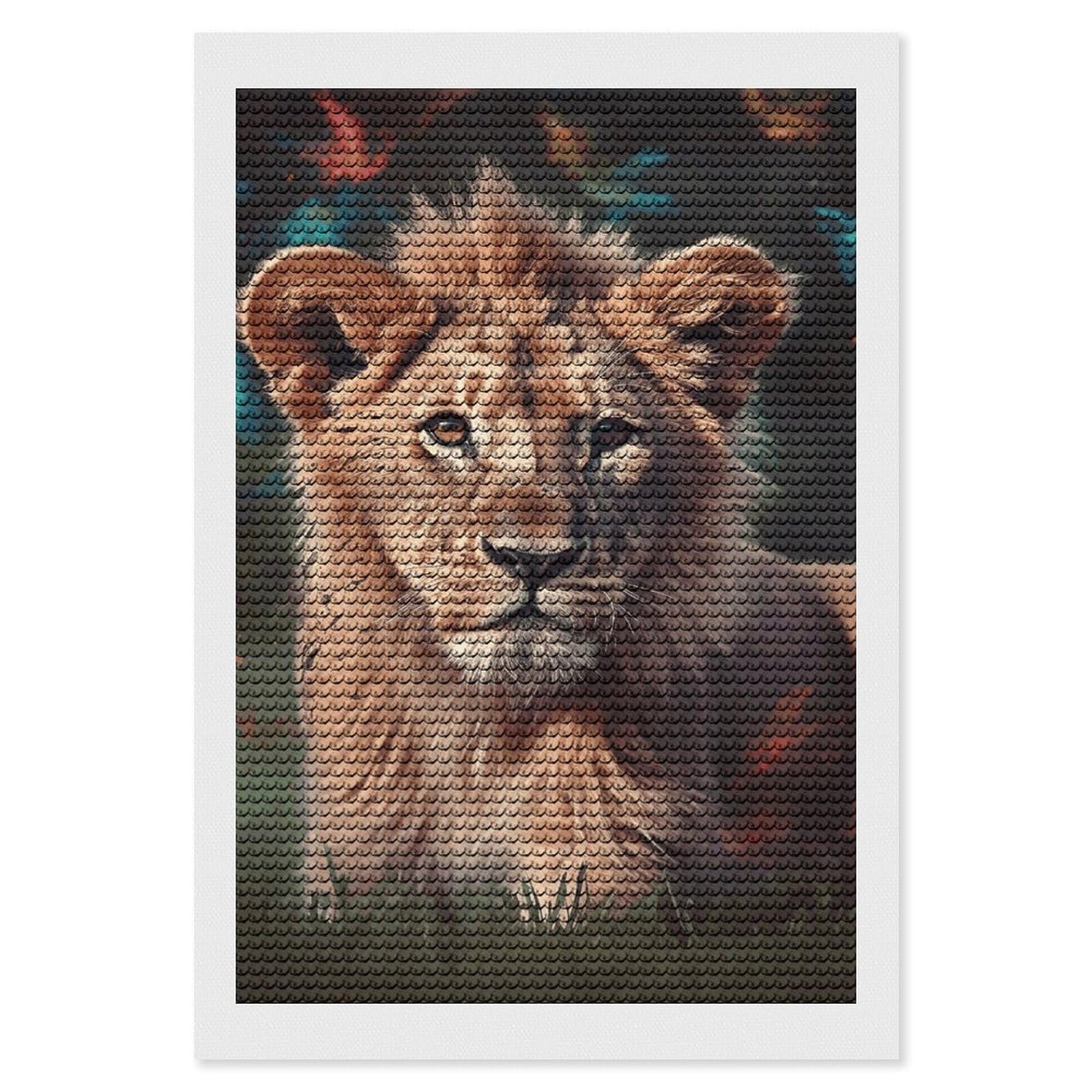 Art Lion Diamond Painting Kits for Adults, DIY 5D Diamond Painting Kits for Beginners, Round Full Drill Diamond Dots Paintings, Diamonds Pictures Gem Art for Crafts Home Decor 8"x12"