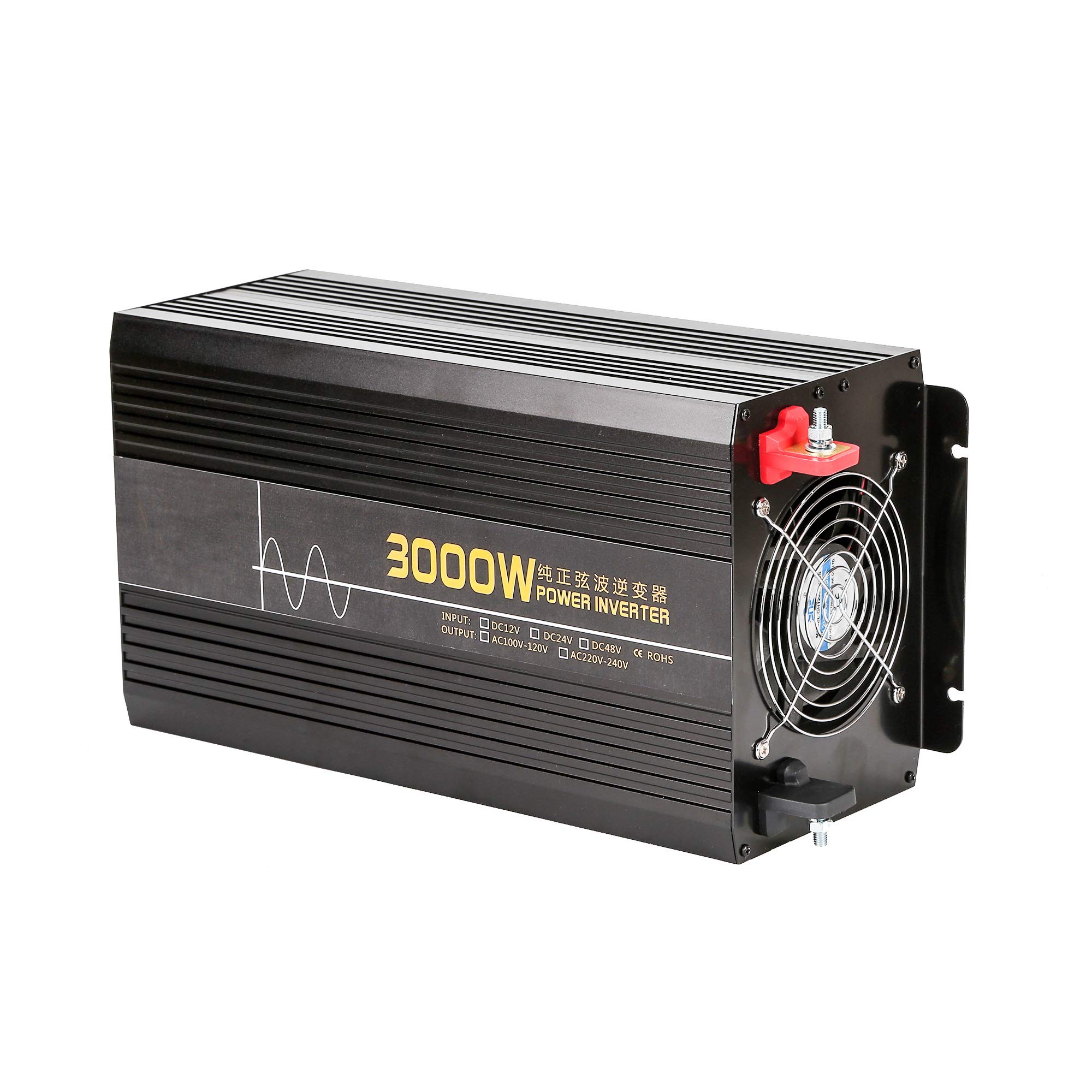 Reiner Sinus-Wechselrichter, 3000 Watt 12 V / 24 V DC Bis 110 V / 220 V, Mit Zwei Wechselstromsteckdosen Und USB-Anschluss Für Notfälle Im Wohnmobil-Solarsystem,Dc 12v