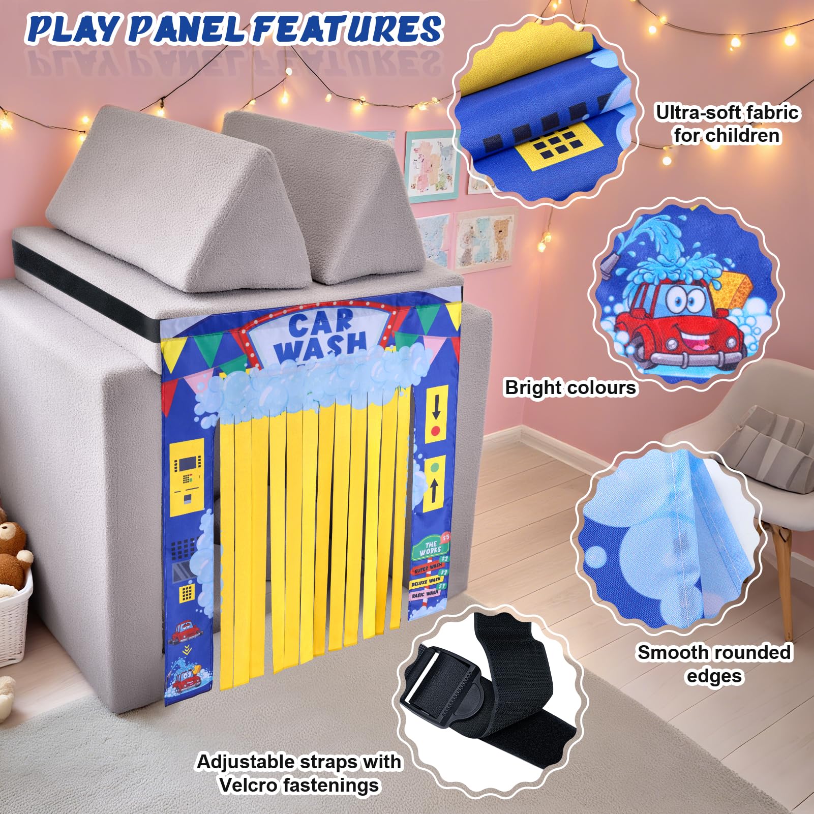 Panel de juego de 4 piezas para sofá de espuma para niños, sofá modular de juegos en casa para niños pequeños (sofá de juego no incluido) 4