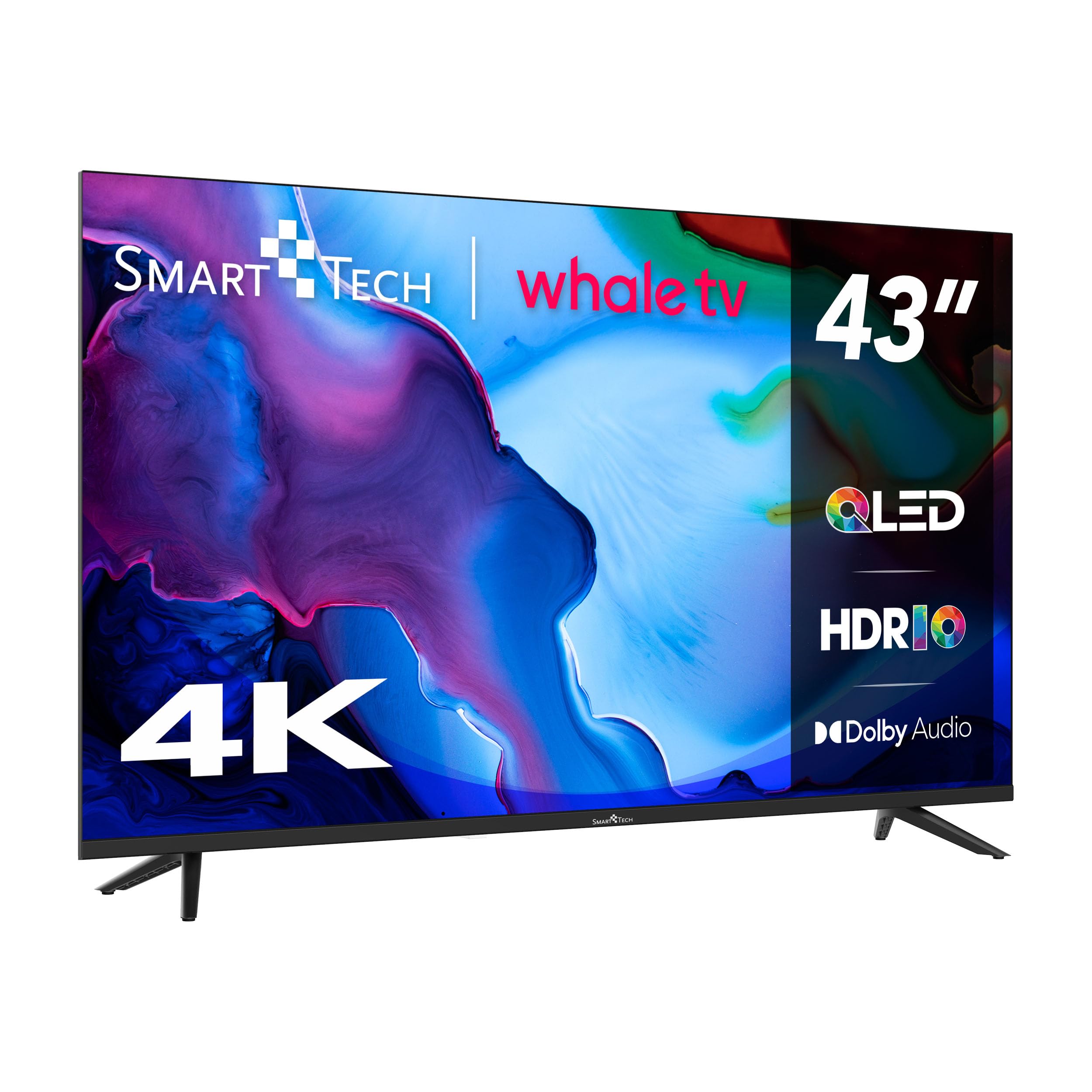 Smart Tech 43QH02V 43" UHD QLED Smart TV YouTube, Netflix, Prime Video, Disney+, Whale TV