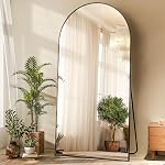 HARRITPURE 58"x18" Arched Full Length Mirror, Leaning/Hanging/Mounted Full Body Mirror with Stand, Slim Aluminum Frame Decorative Arch Wall Mirror for Bedroom Living Room Cloakroom, Gold