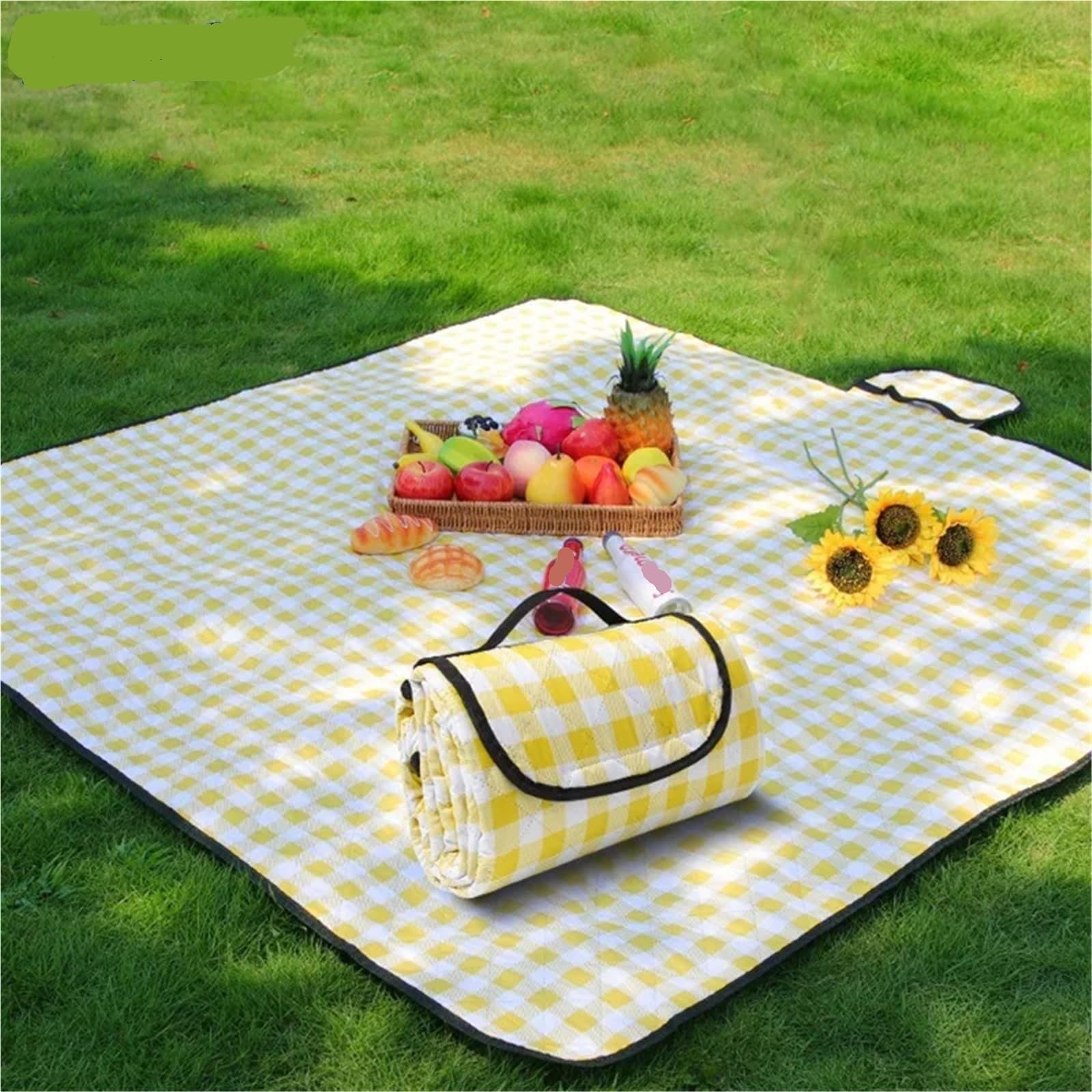 TRALOW - Tapis d'extérieur lavable et portable - Couverture de pique-nique imperméable pour camping, randonnée et plage (vert, 200 x 200 cm)