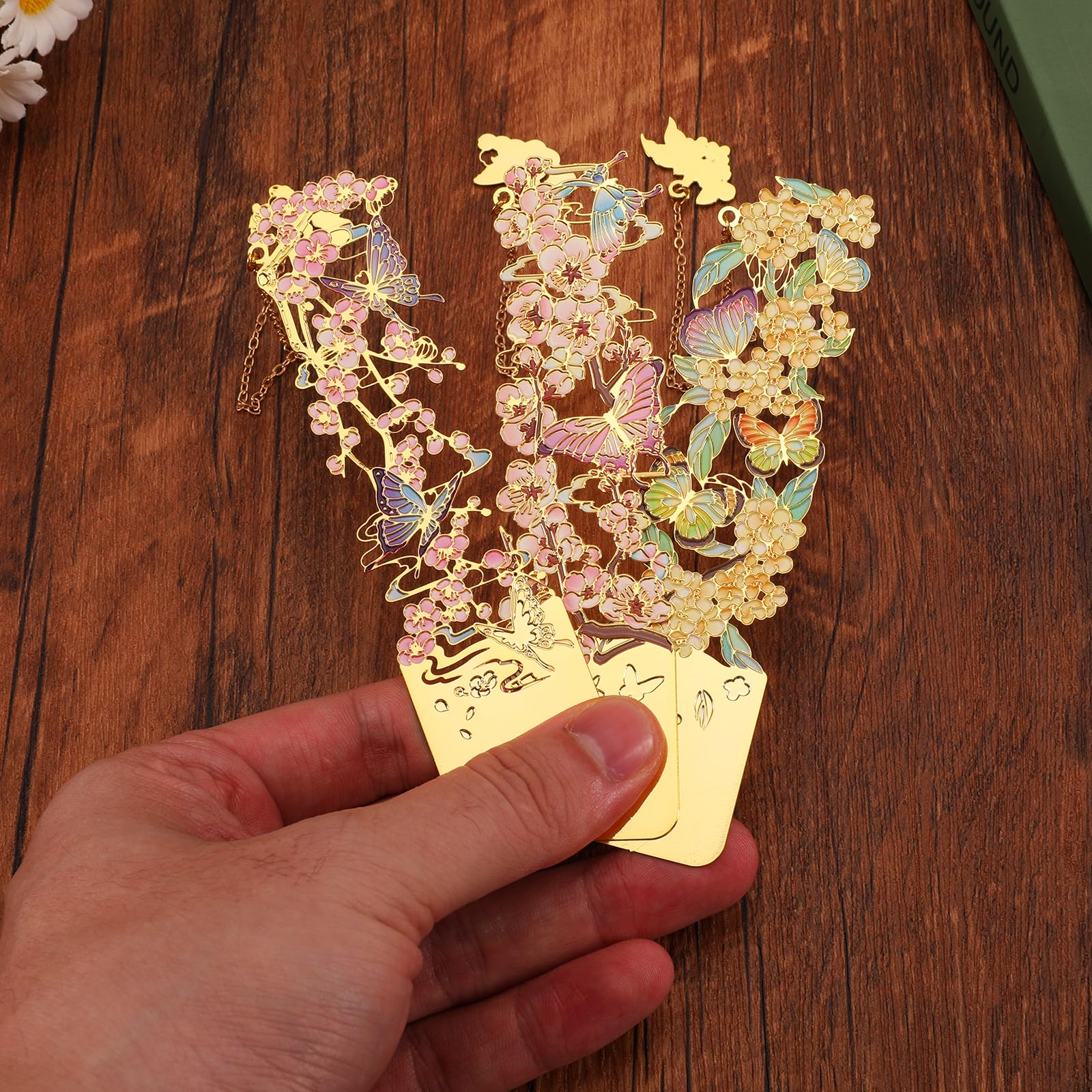 Sgbvzbd 3 PCS Metal Bookmarks, Bookmarks for Women Beautiful Flower Bookmark, Osmanthus Fragrans, Plum Blossom - Image 4