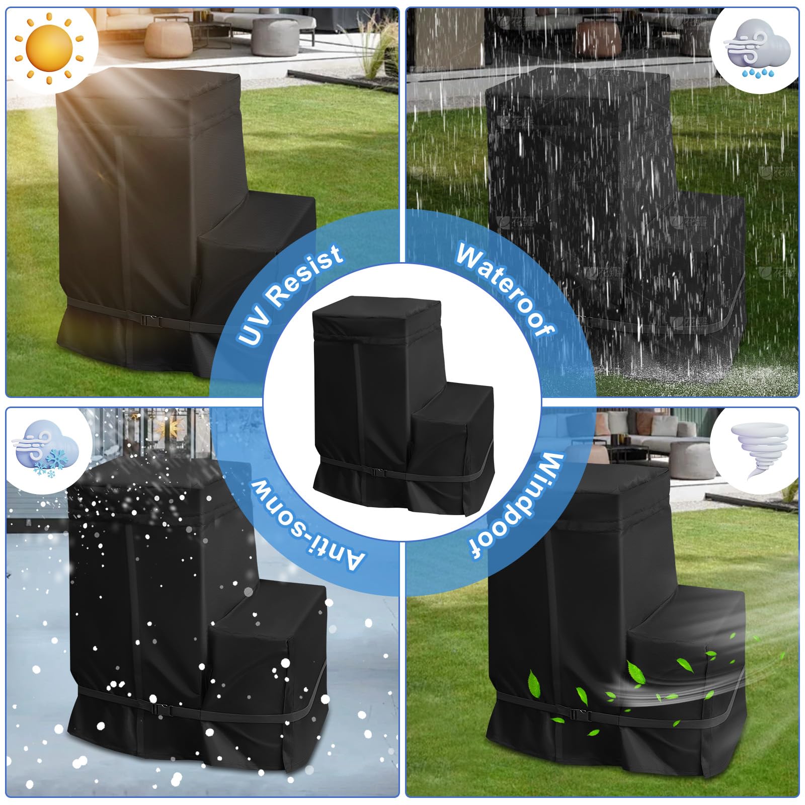 Cubierta Bomba Piscina, 25.9 x 24.4 x 28.3 Pulgadas Sistema Filtro Arena Bomba Piscina, Cubierta Impermeable para Bomba Filtro 14-16 Pulgadas, 420D Oxford Tarpaulina Completa para Jardín