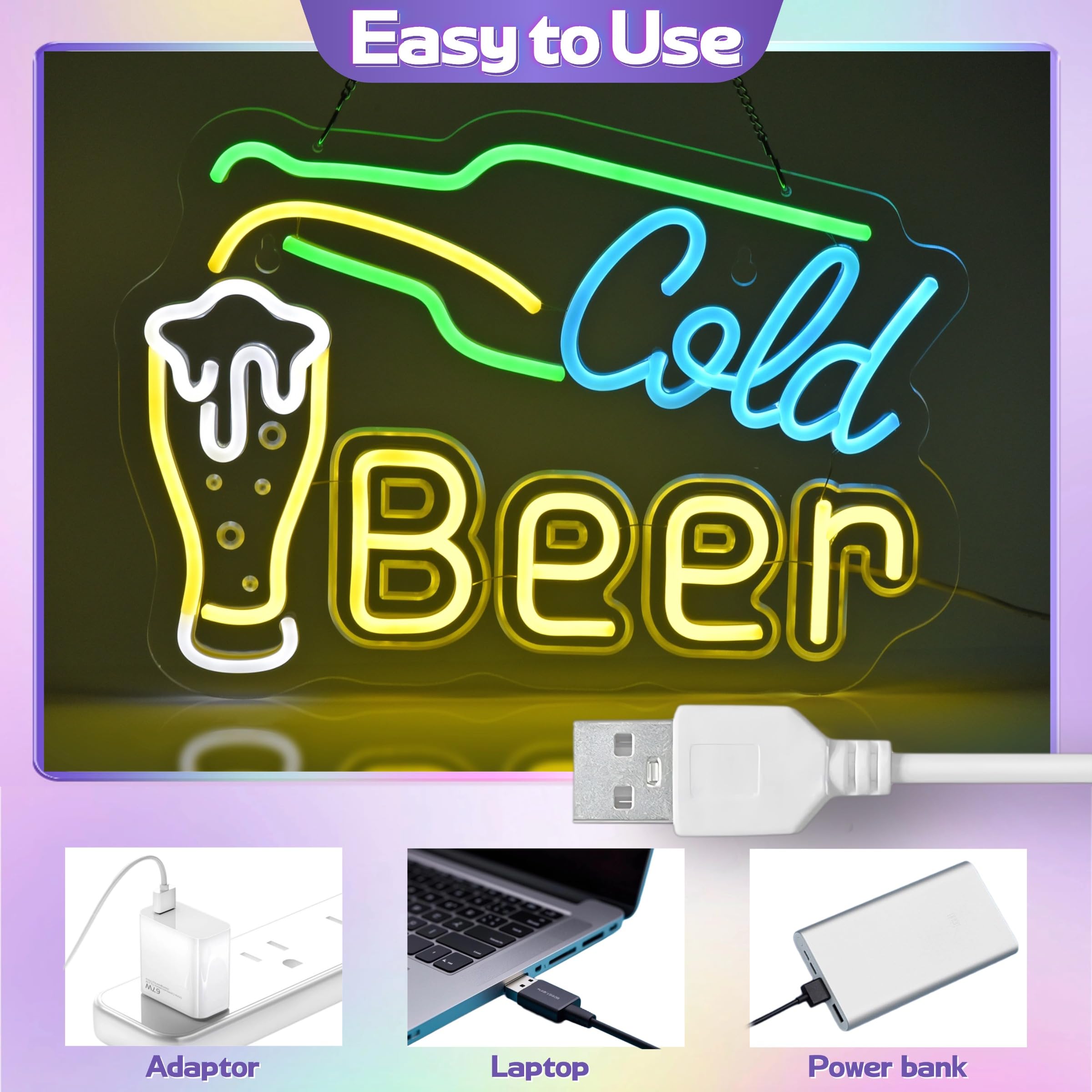 Amazon | CNBEYOUNG ビールネオンサインライト お酒 Cold Beer 居酒屋