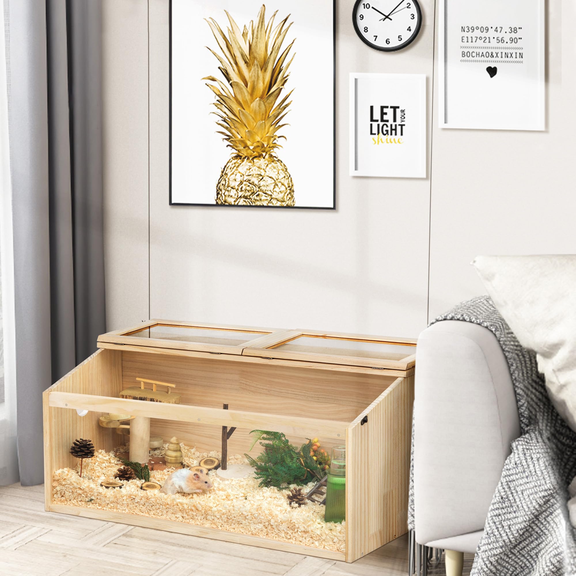 All-in-One Premium Holz-Hamsterkäfig: Meerschweinchen-Käfig & Haus, Ratten-/Degu-/Kleintierkäfig, wetterfestes Außengehege, Fledermauskasten & transportabler Holz-Hamsterhaus