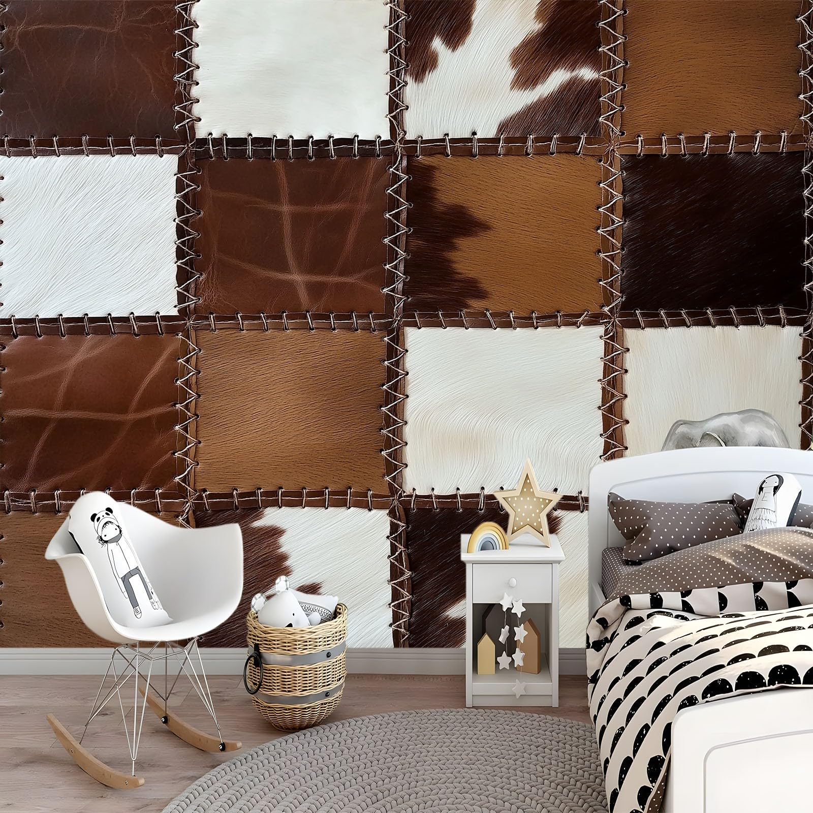 Papel pintado fotográfico vintage de fieltro, 250 x 175 cm, para dormitorio, salón, 3D rústico, geométrico, cuadrados, XXL, diseño moderno