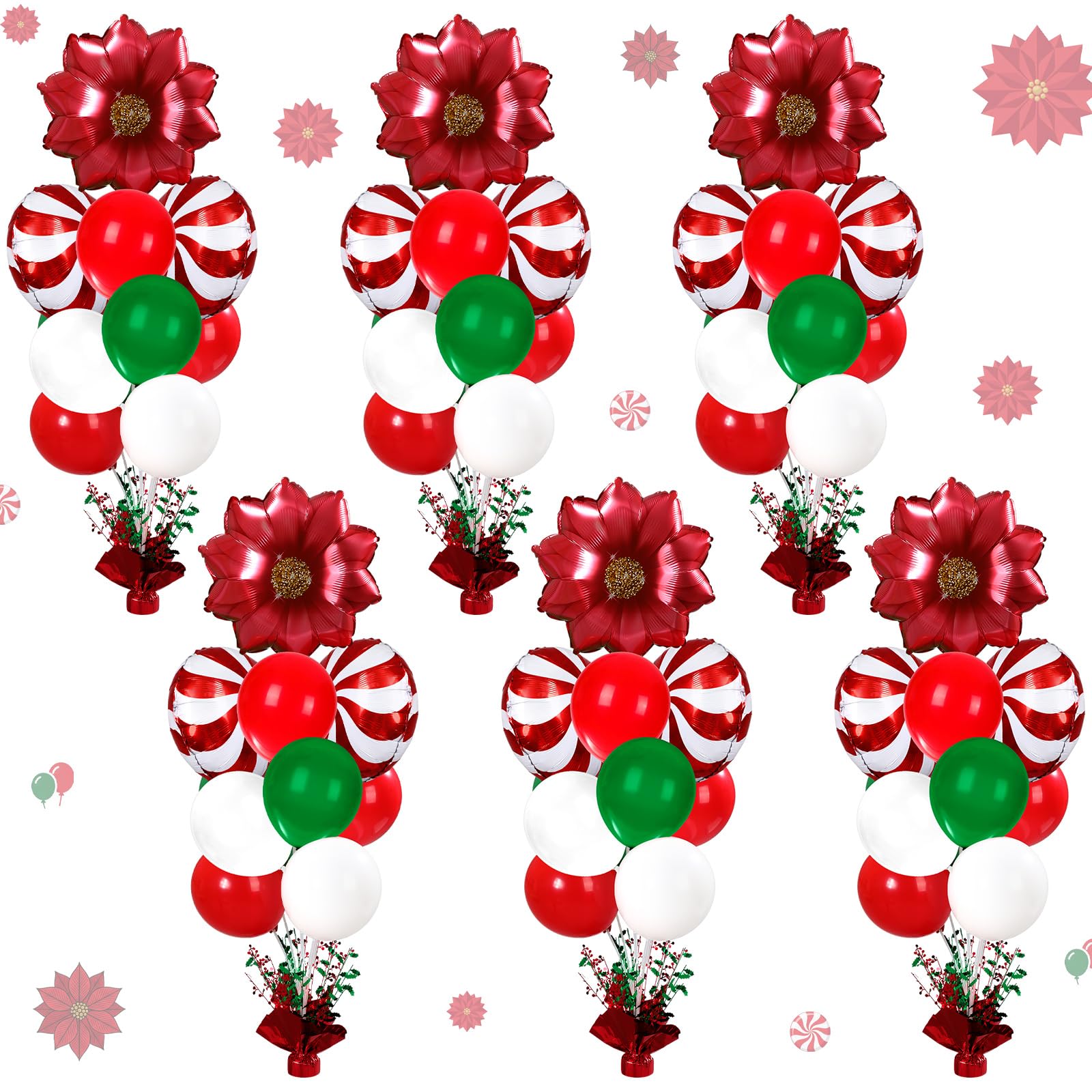 Civaner Kit di 6 supporti per palloncini per feste di Natale, rosso, bianco e verde