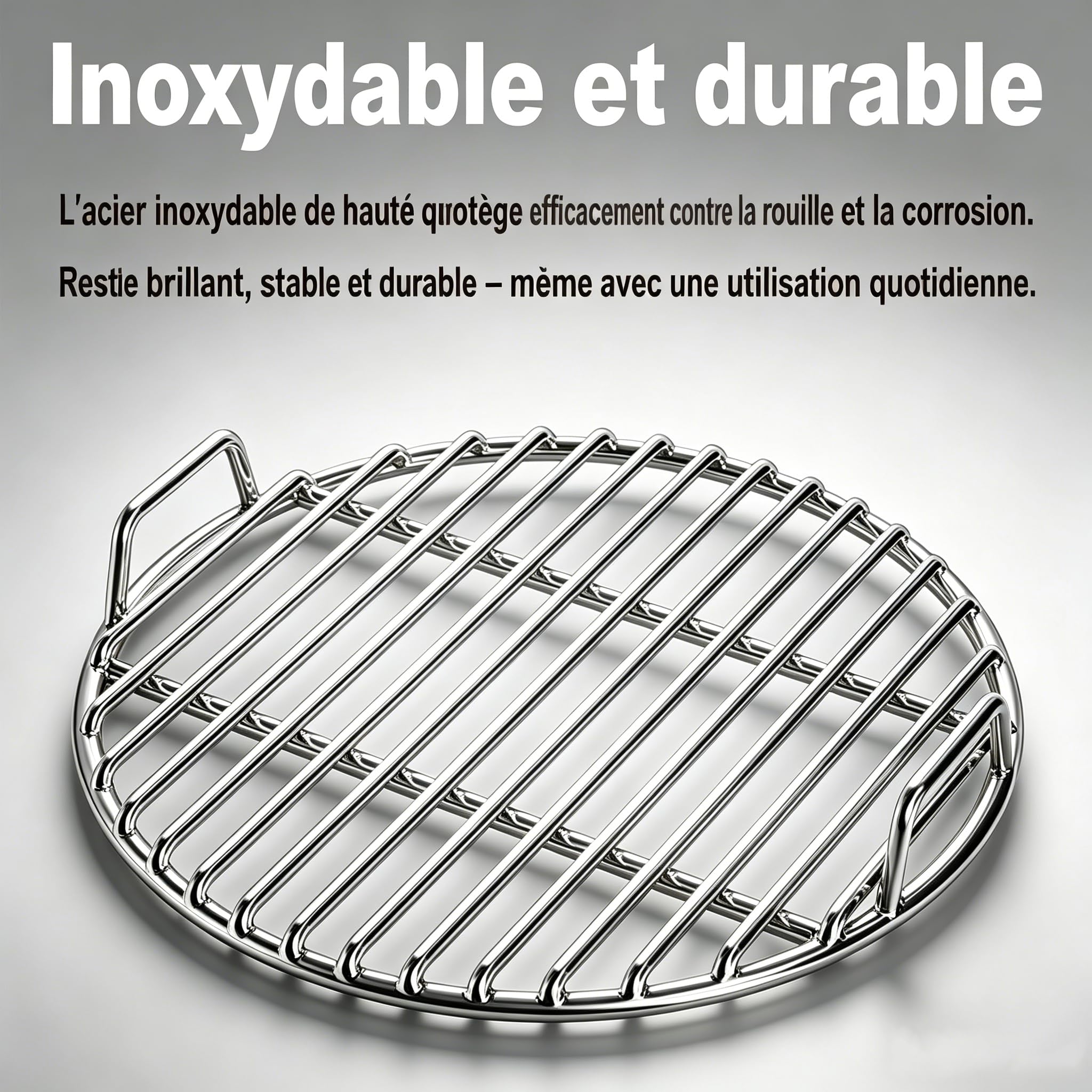 Grille de Cuisson Ronde en Acier Inoxydable,Ø 33/38/43/48/53/58 cm pour barbecues Boules, barbecues au Charbon et Grills Grille Robuste Répartition Uniforme de la Chaleur Facile à Nettoyer (58cm)