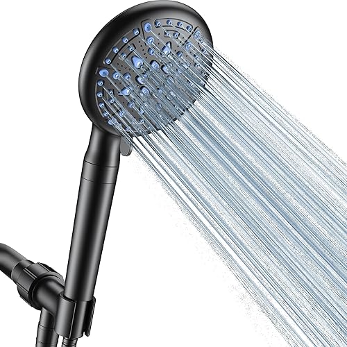 Veken Cabezal de ducha con cabezal de ducha de mano, flujo de agua de alta presión y múltiples modos de pulverización, 9 ajustes únicos con