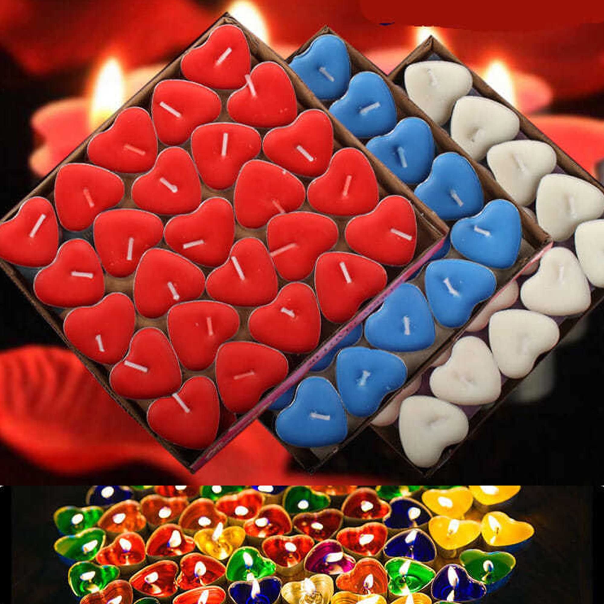 50 Candeline Tea Light Rosse - Durata 2 Ore, Senza Fumo | Per Matrimoni, Cene Romantiche, Decorazioni - Foto 8