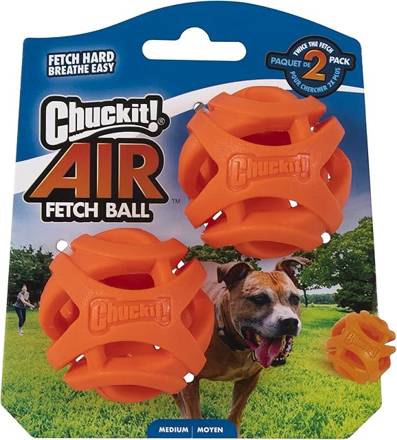 Chuckit! Air Fetch Dog Ball Durable Rubber Dog Toy Launcher Compatible Dog Balls, 2 Pack, Medium