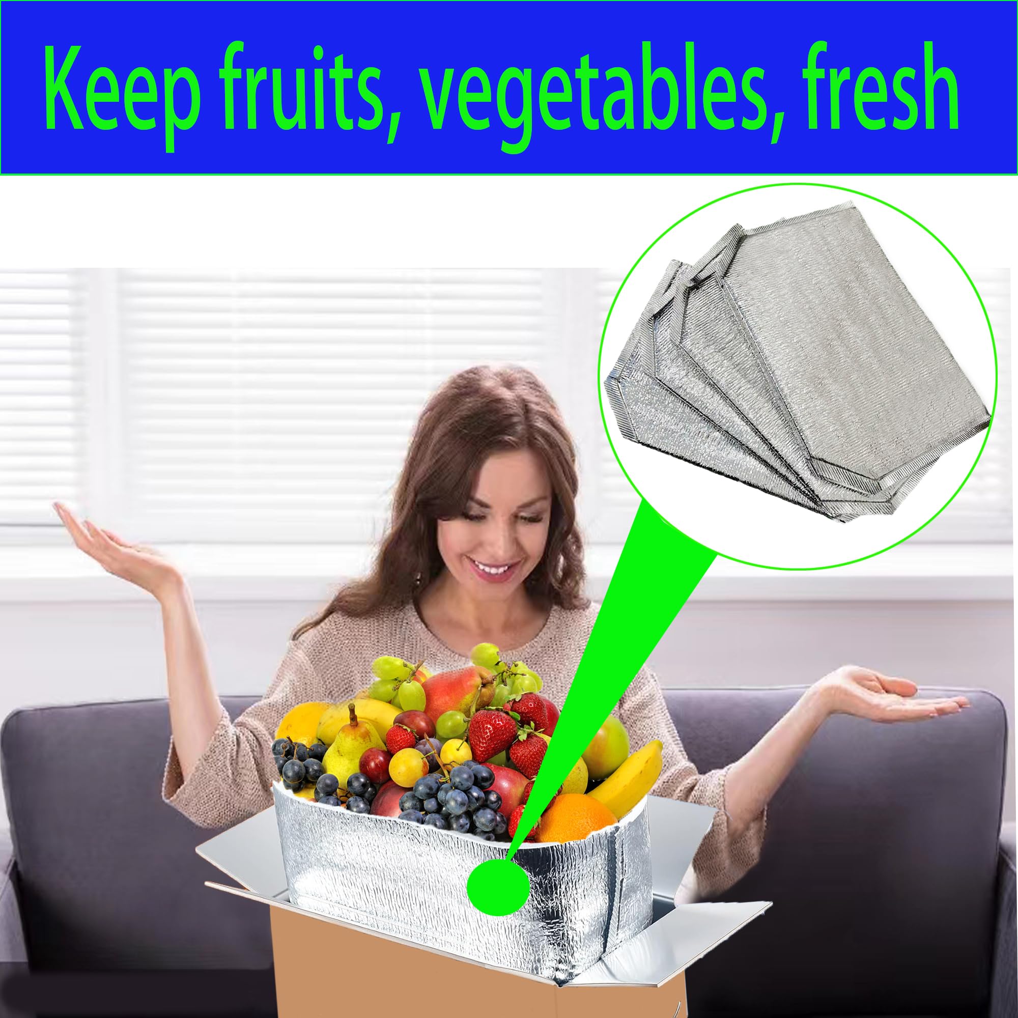 Wiederverwendbare Isolierbeutel, Thermobox-Einlagen, 4 Packungen, 35,6 x 23,4 x 58,9 cm, Folien-Thermobox-Einlagen für Takeaway-Verpackung, Isolierung, Lunchbox, Einkaufstasche, Isolierfutter,