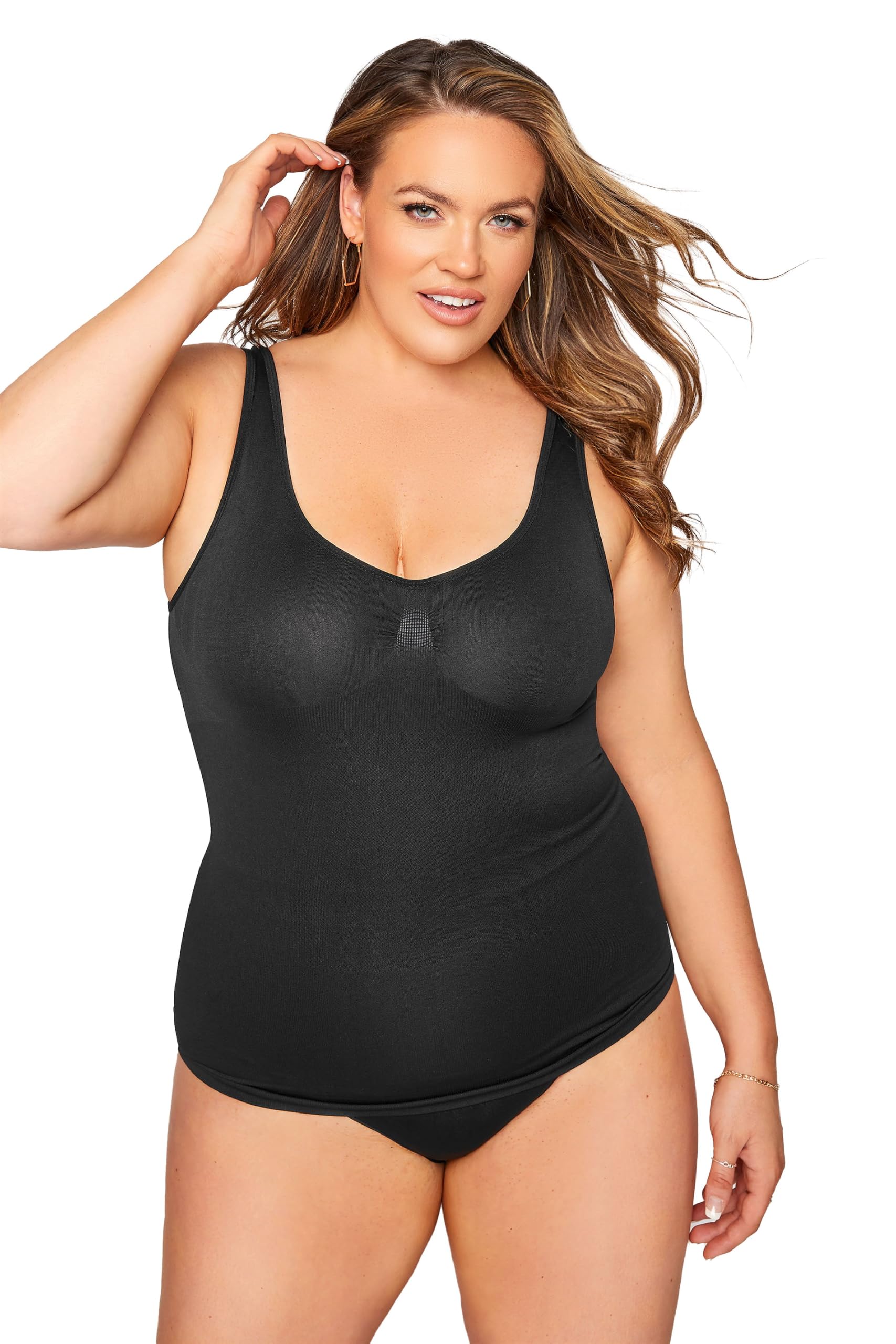 Yours Women's Black Curve Seamless Control Vest Top - Plus Size Curve