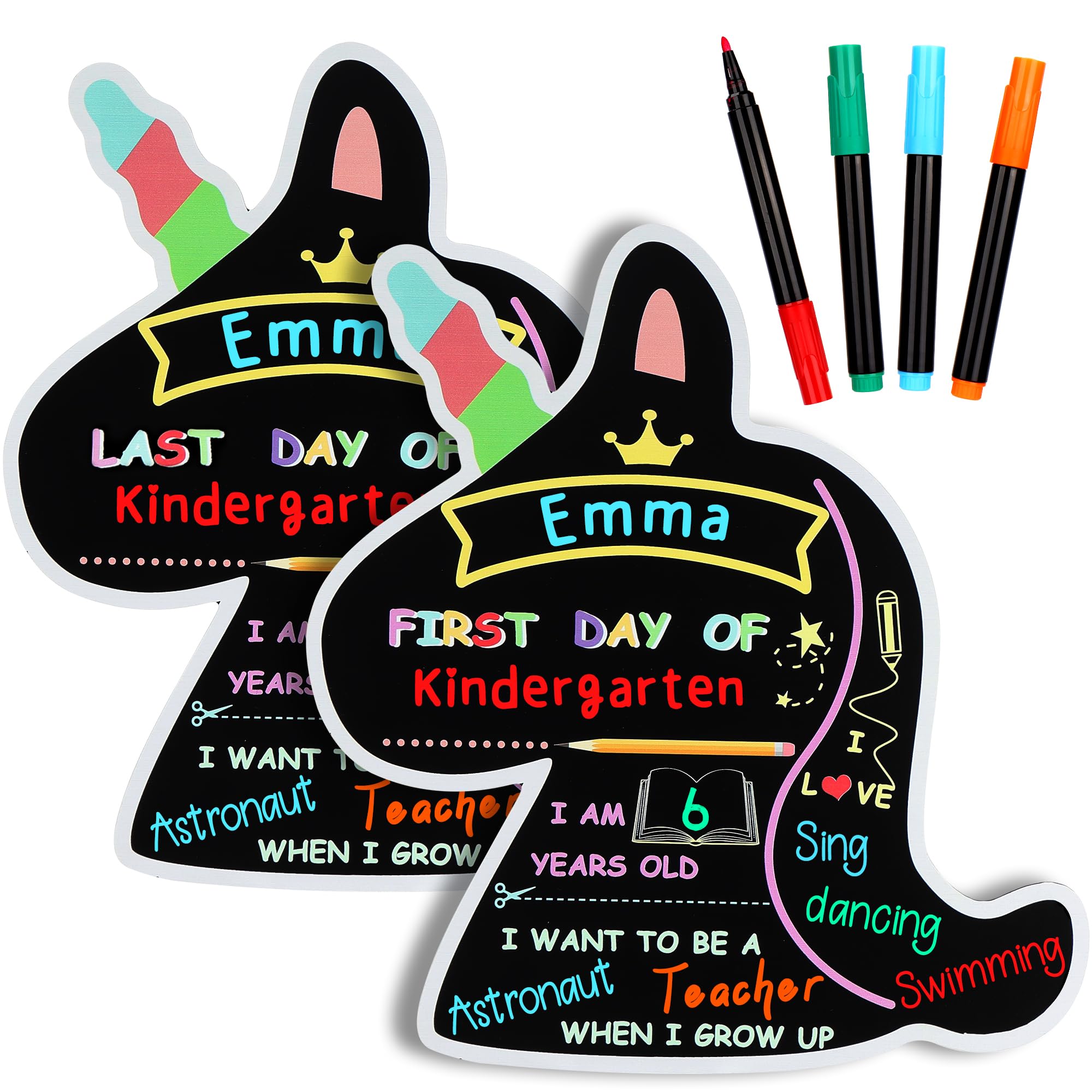 Coziyee First and Last Day of School Chalkboard Sign with 4 Chalk Markers -11''×11.9'' Double Sided Back to School Sign Photo Prop for Preschool