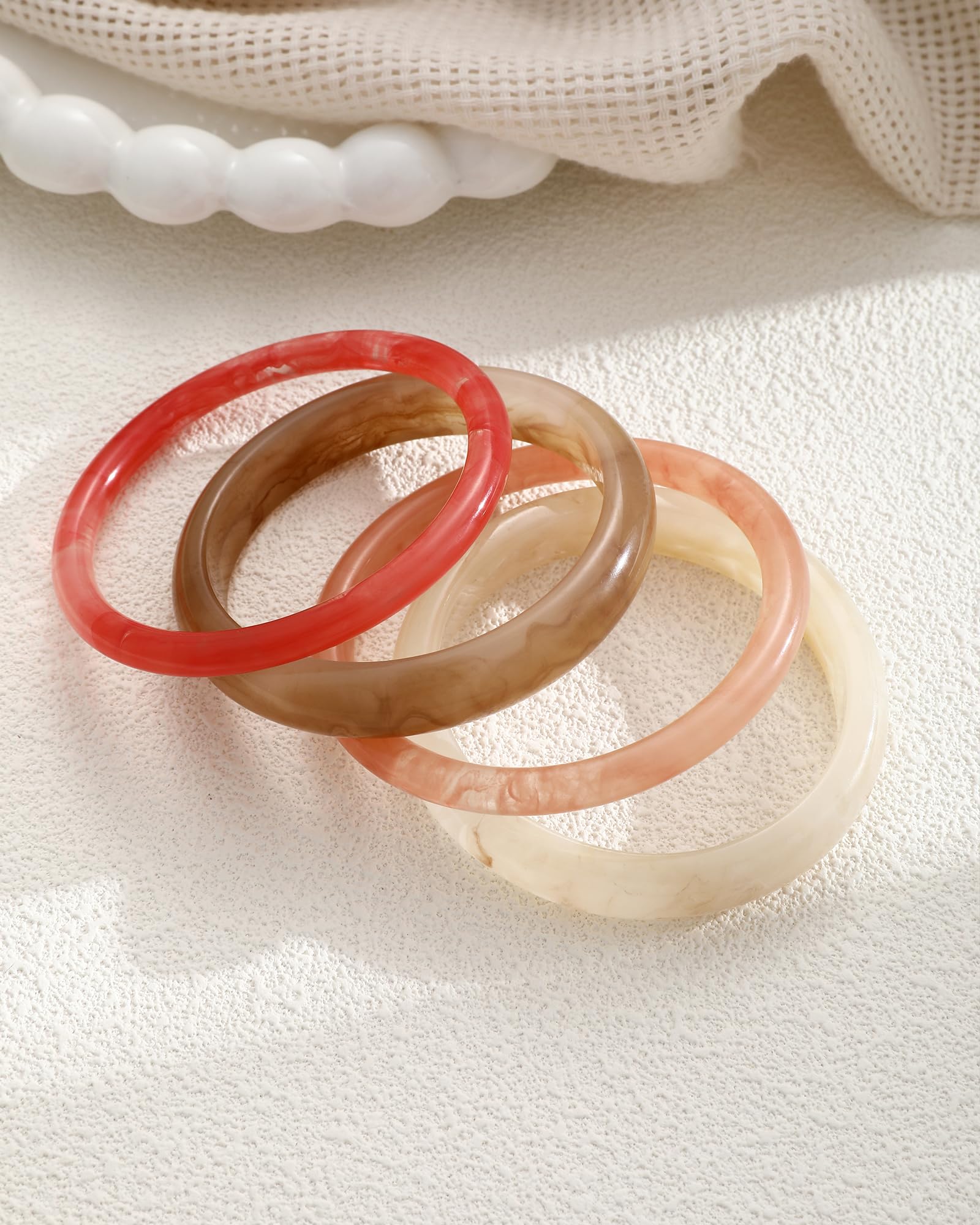 ÌF ME Acrylic Bangles Bohemian Bracelets for Women, Maillard Vintage Acrylic Resin Chunky Bangles Bracelets Fashions Thick Statement bangle Set view 5