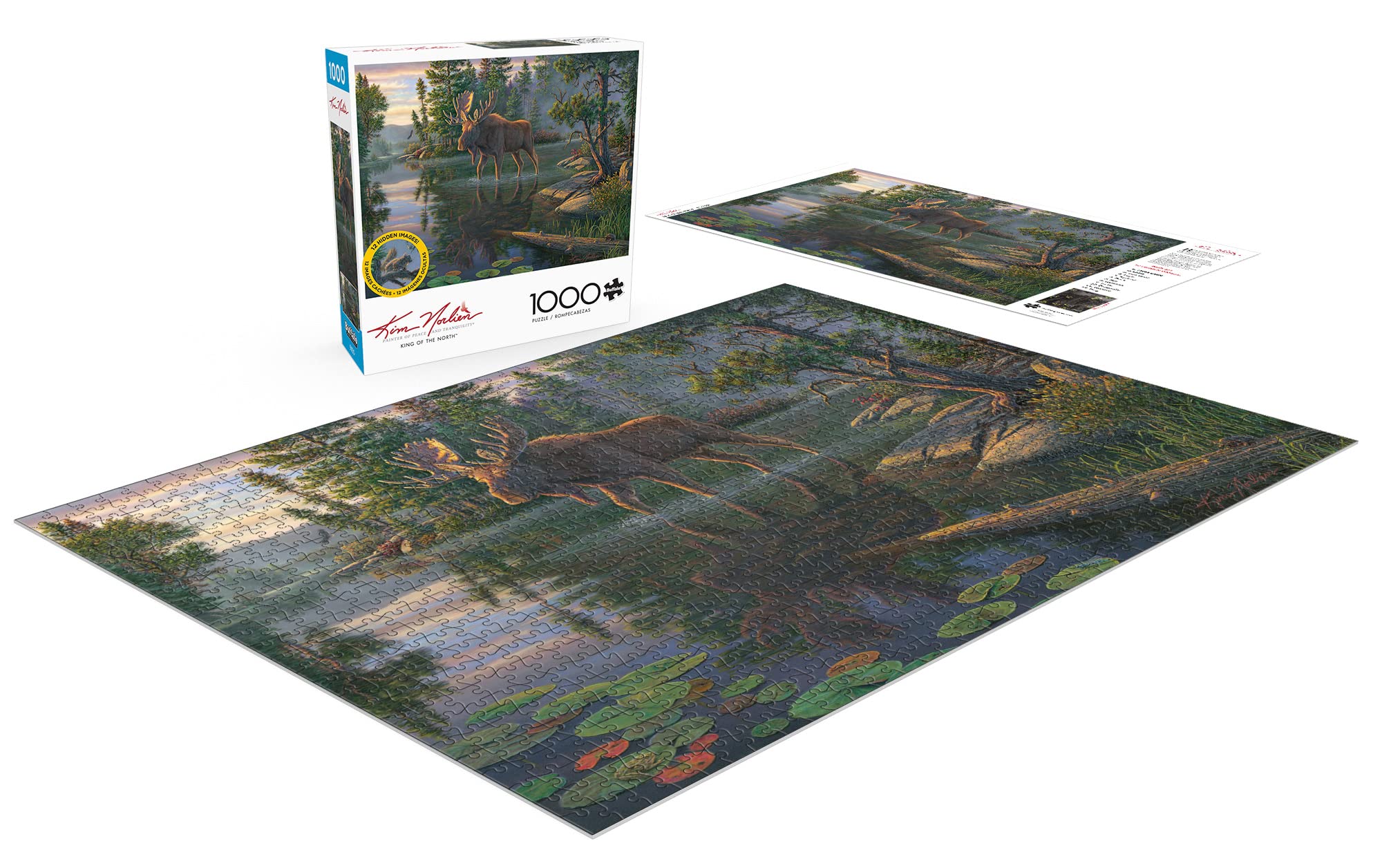 Buffalo Games – Kim Norlien „King Of The North“ – 1000 Teile Puzzle Mit 12 Versteckten Bildern – Elchmotiv