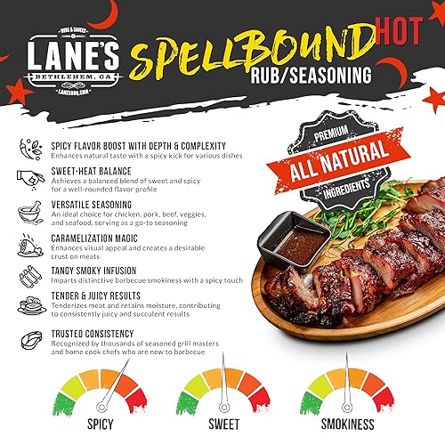 Miniatura 2 de Lane's Spellbound Hot Sweet and Spicy Rub - Rub de cerdo dulce y ahumado premium  Condimento dulce picante  Sabor ahumado profundo, rico y picante