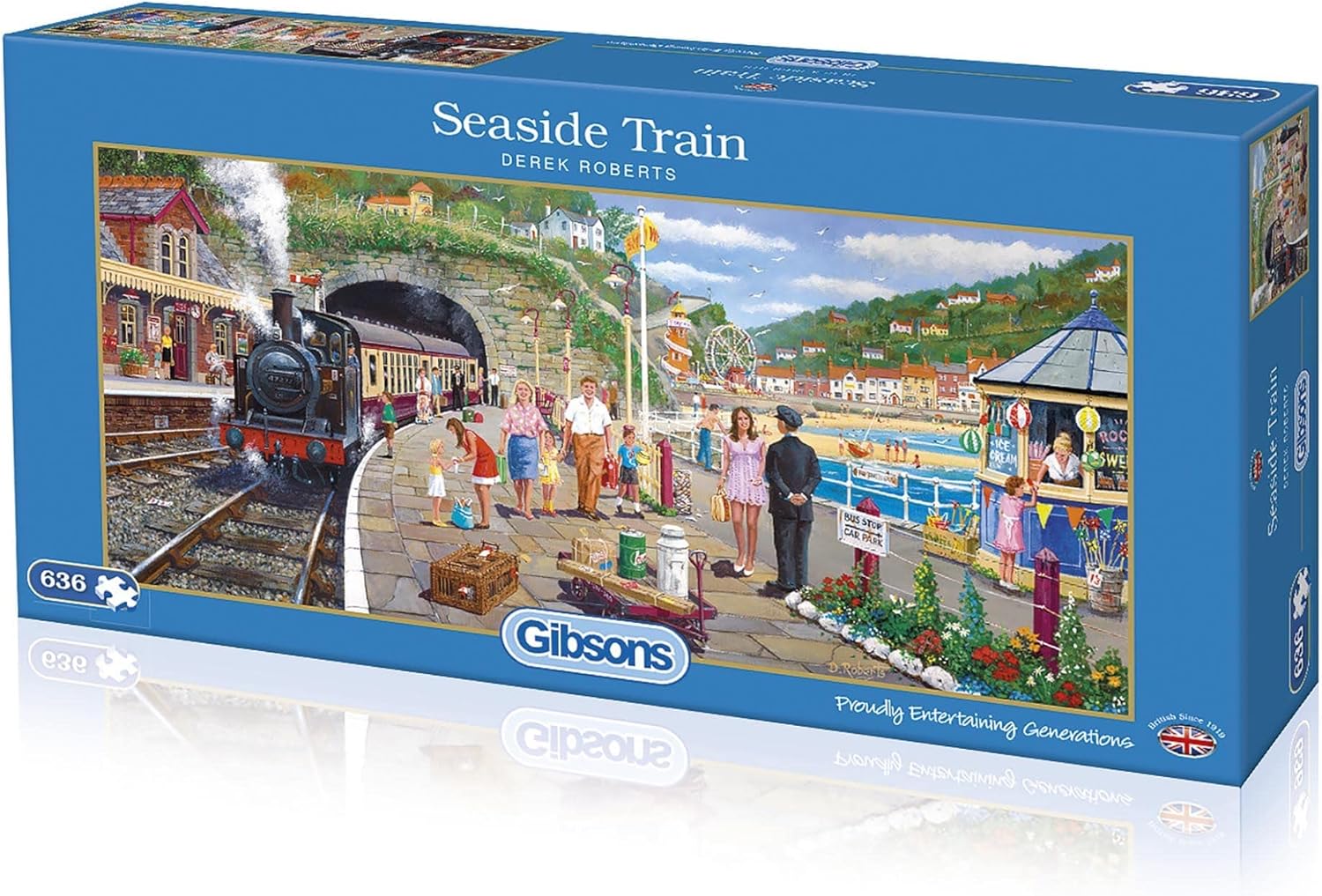 Seaside Train 636 Piece Jigsaw Puzzle | Panoramic Jigsaw Puzzle | Sustainable Puzzle for Adults | Premium 100% Recycled Board | Great Gift for Adults | Gibsons Games