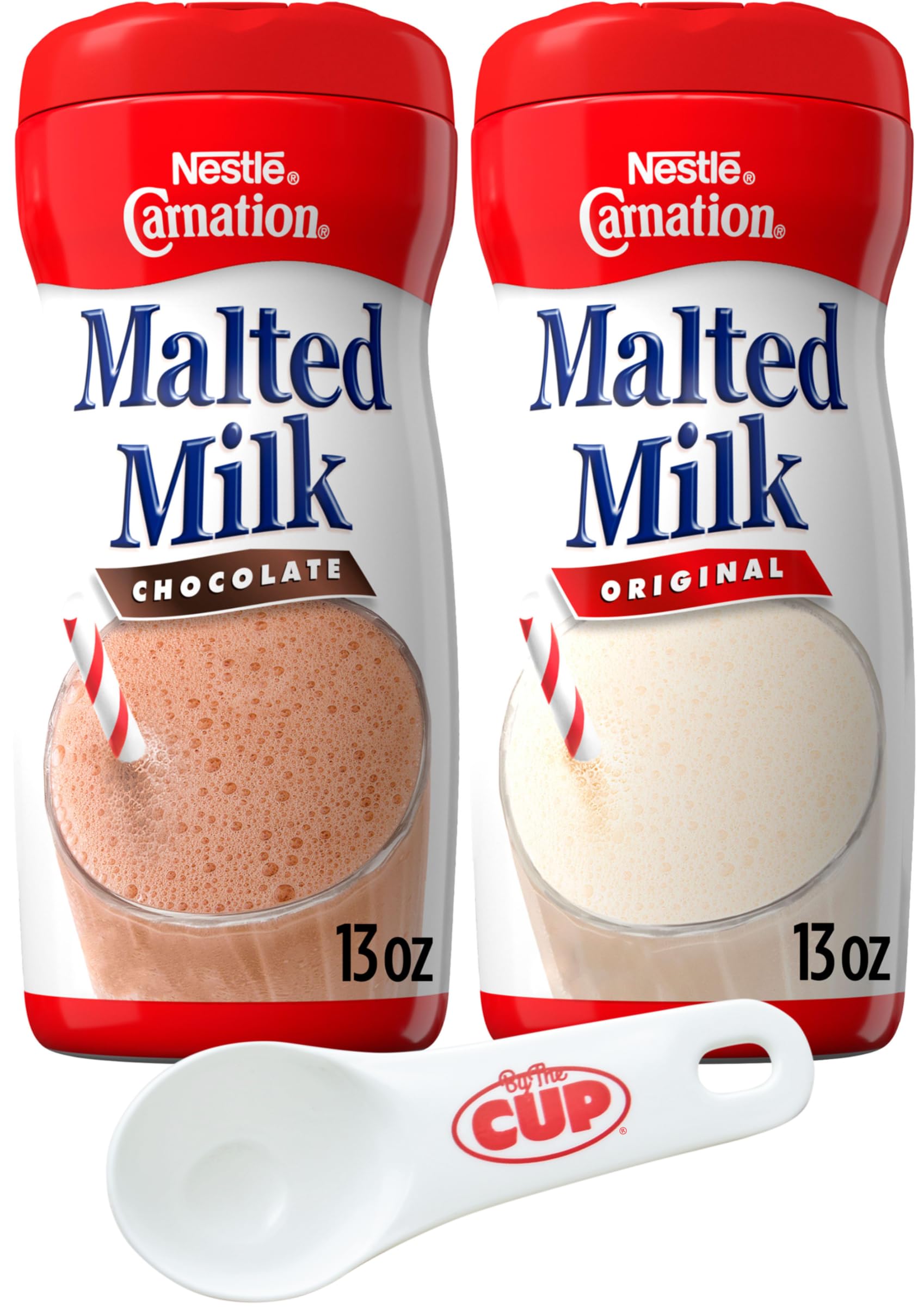 By The CupTUKIMA Nestle Carnation Powdered Malted Milk Variety, Original & Chocolate, 1 of Each with Scoop