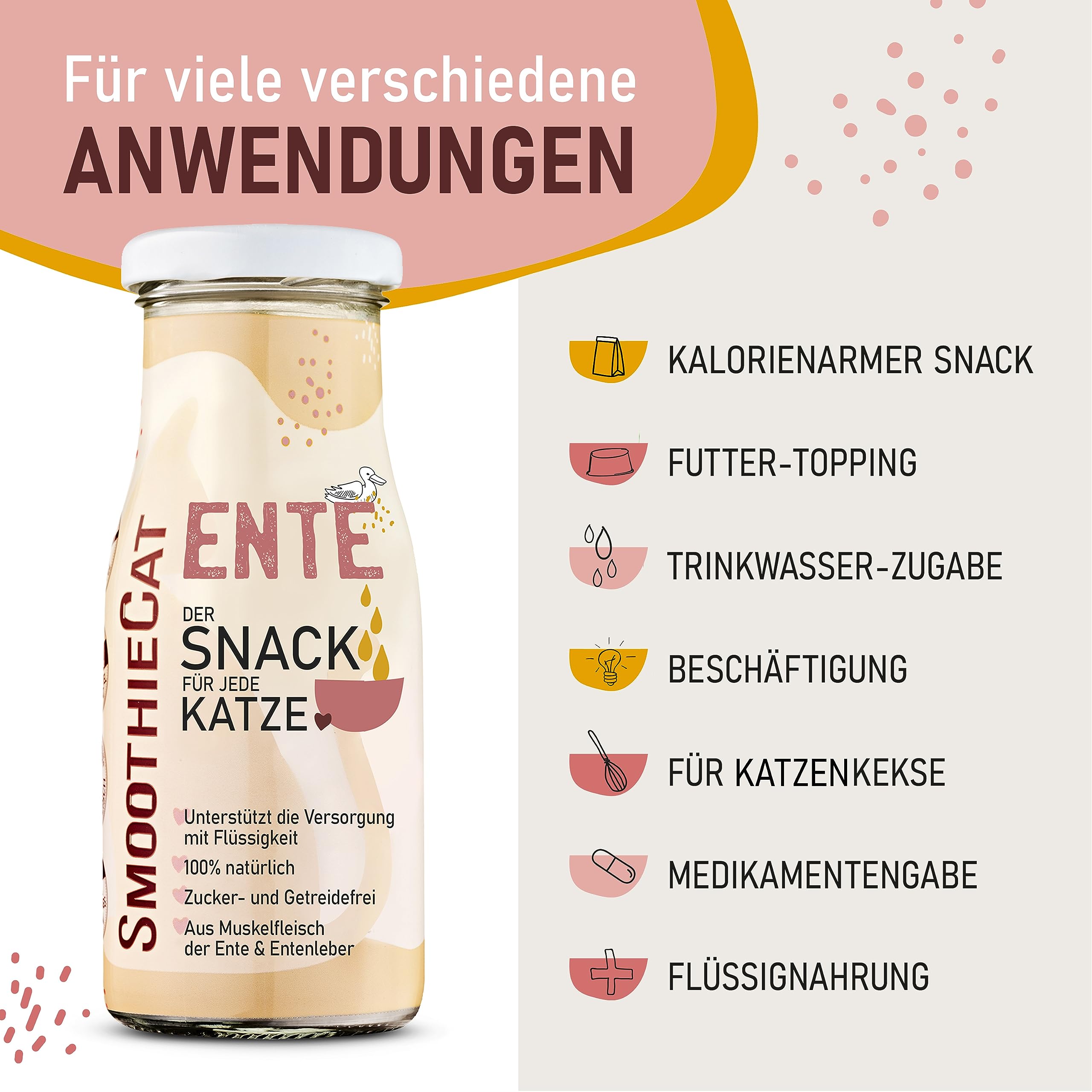 Katzen Smoothie SmoothieCat 12er Mix + Lickimat Casper Grün - je 4X: Huhn, Ente, Fisch - Flüssignahrung für Katzen - Katzensuppe - Zucker- & glutenfrei - Schleckmatte - je 150ml
