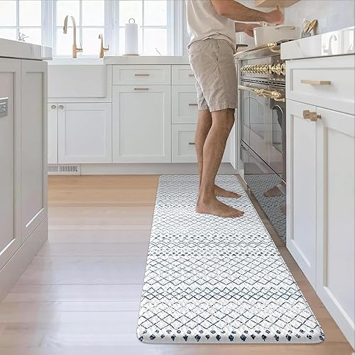 Miniatura 36 de KIMODE - Tapetes de cocina antifatiga, 2 unidades, navideños, estilo rústico, acolchados, para lavandería, oficina, fregadero, color rojo, 17 x 47