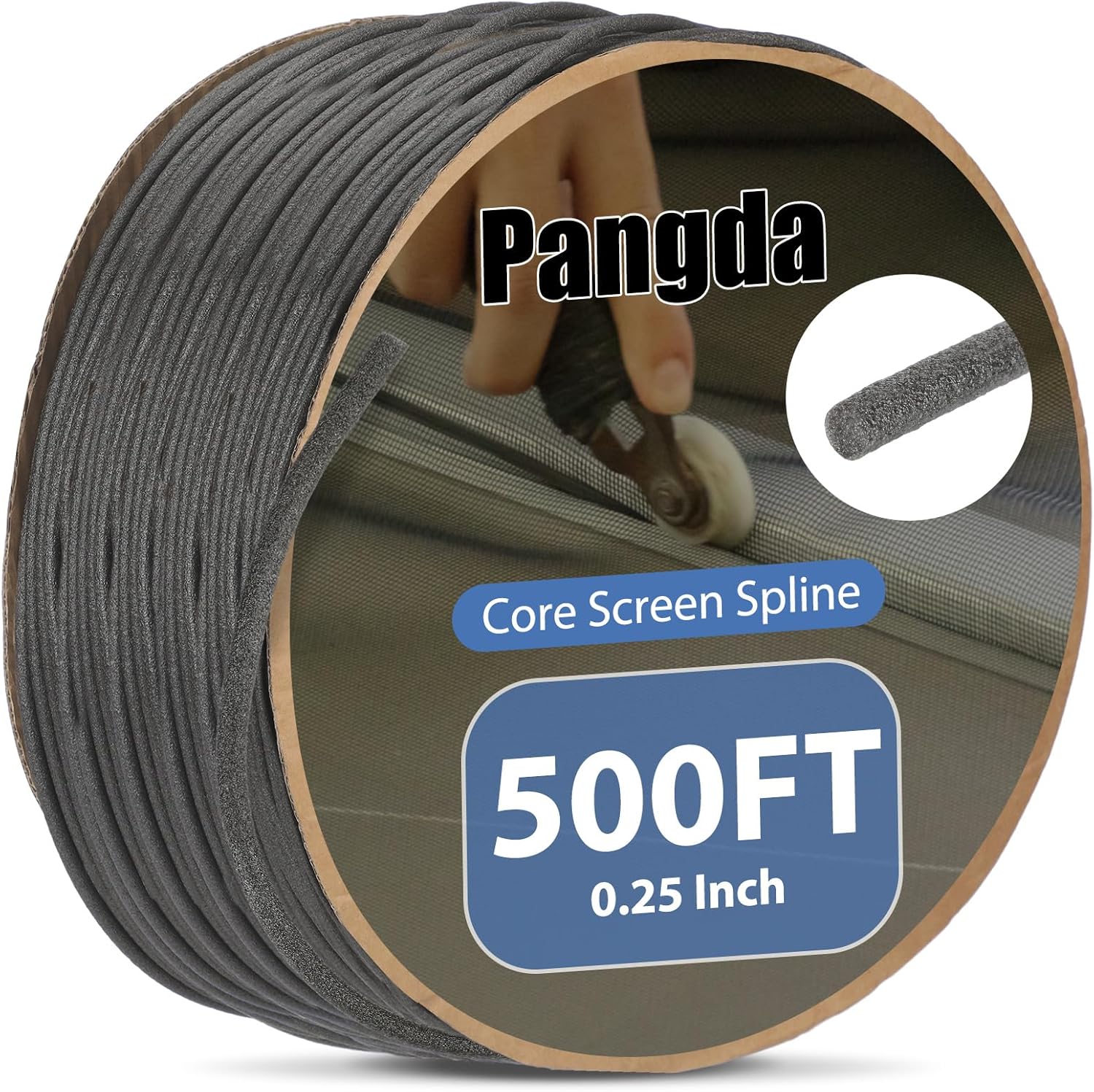 Pangda 500 ft 1/4 Inch Foam Core Screen Spline, Durable Flexible Mesh Screen Retainer Spline for Mosquito Net Fixing Mesh Repair and Installation