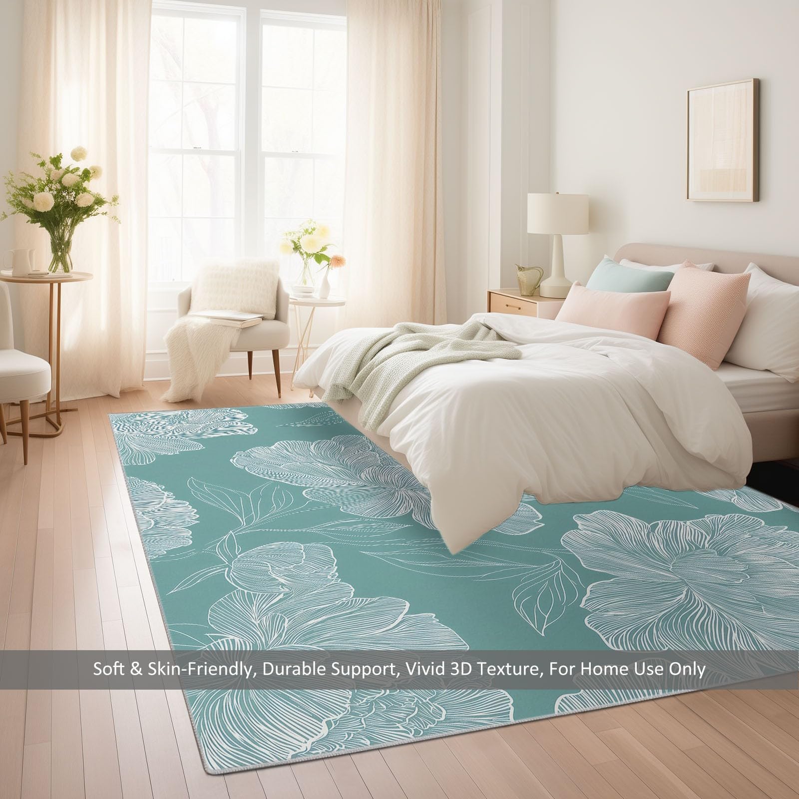Tapis de Salon Lavable Sauge Claire 140x200cm Poils Courts Super Doux Antidérapant Grand Tapis pour Chambre, Salle à Manger, Chambre d’Enfant, Bureau