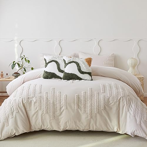 Miniatura 9 de Simple&Opulence Juego de 2 fundas de cojín decorativas estilo bohemio copetudo, 18 x 18 pulgadas, 100 % algodón, con borlas para cama, sofá, sillón,