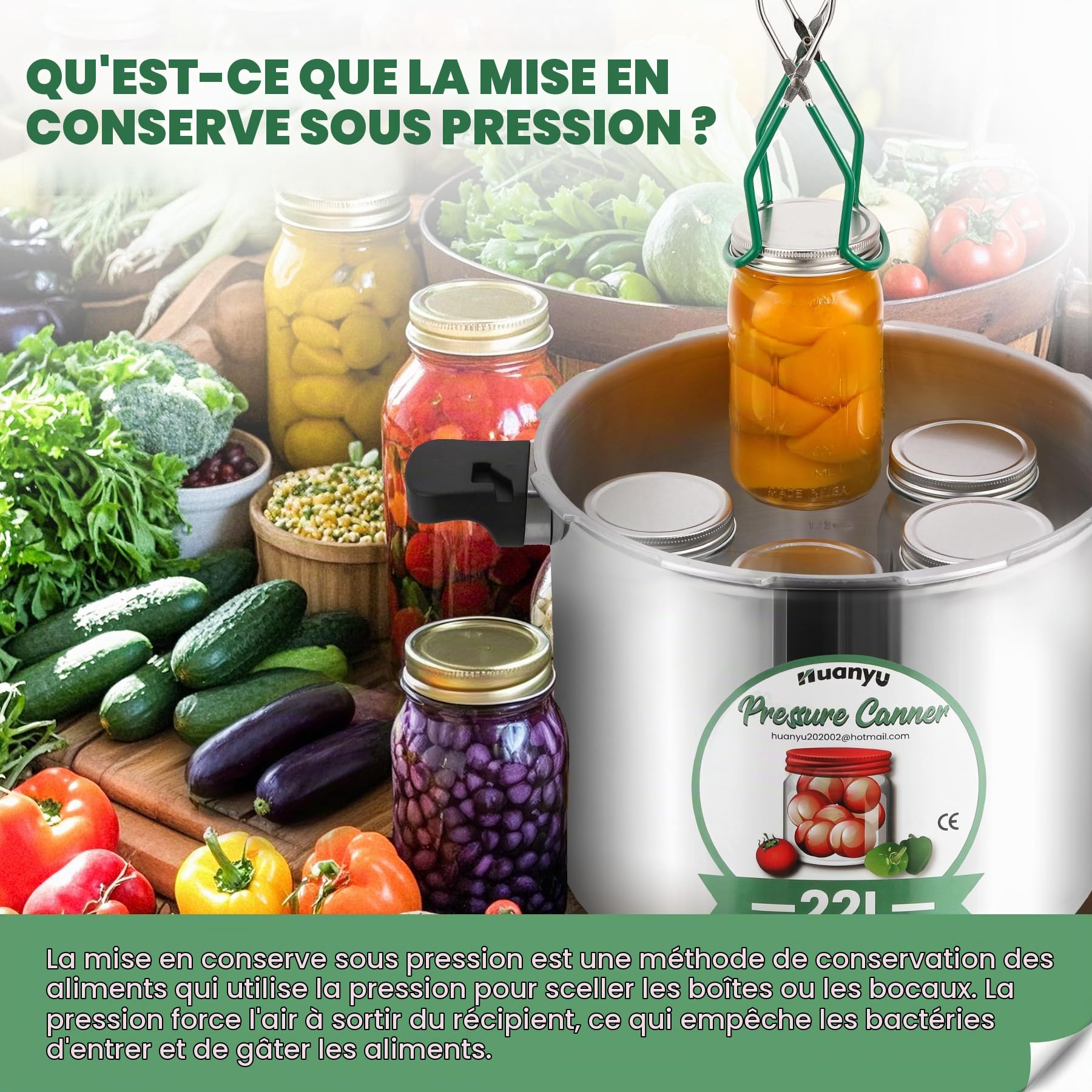 Huanyu Autocuiseur de 22 litres avec poids de pression (5-10-15 PSI) et base en alliage, compatible avec les autocuiseurs multifonctions à induction et les autocuiseurs traditionnels