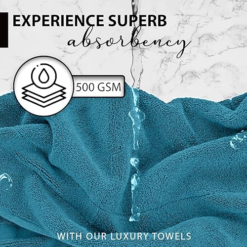 Miniatura 3 de KAHAF COLLECTION Paquete de 6 toallas de baño 100 % algodón, de 24 x 48 pulgadas, de secado rápido, altamente absorbentes, suaves al tacto,