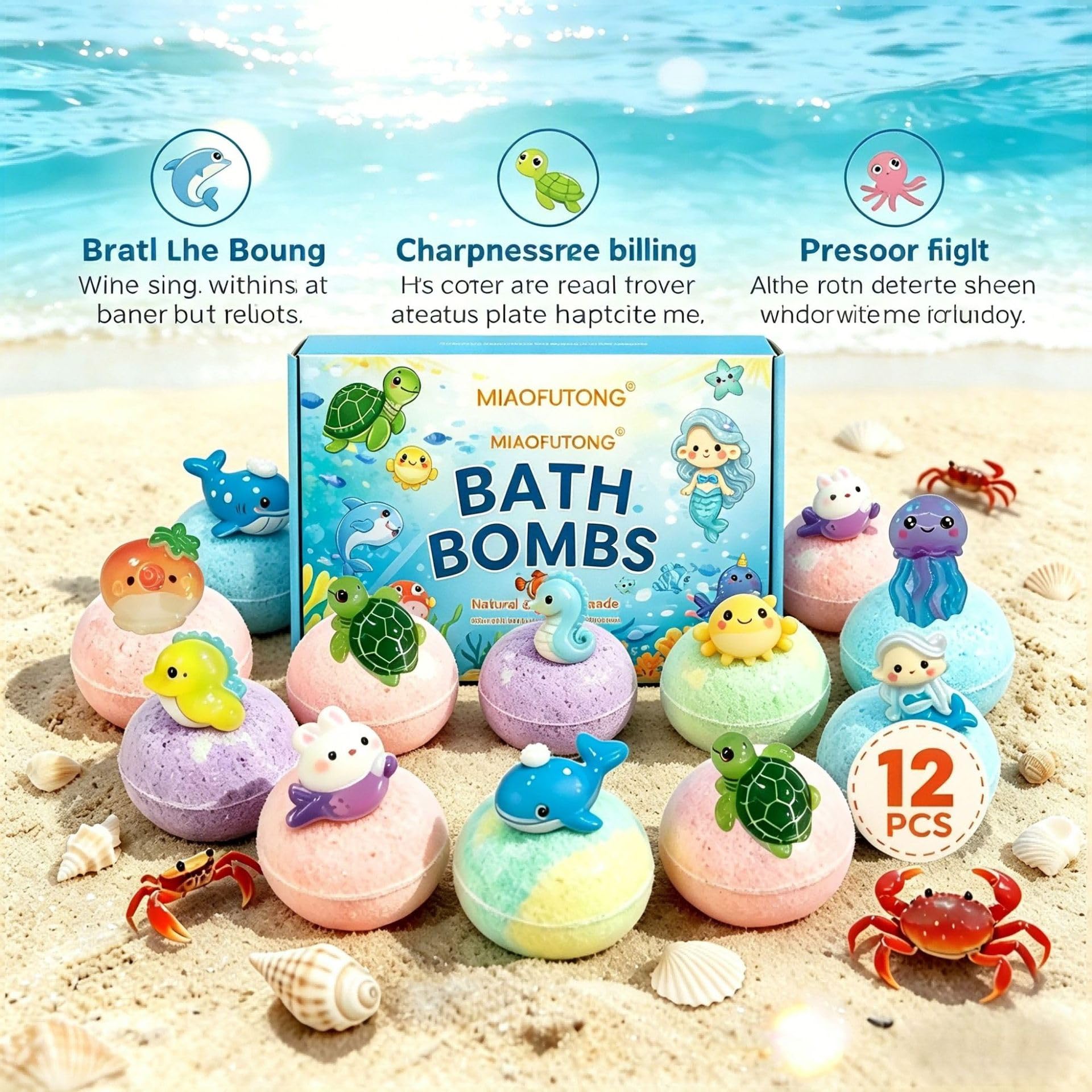PlayFizz - Easter Surprise Bath Bombs WITH TOYS for KIDS 1 Box – 12 Pieces(1 Box – 12 Pieces)