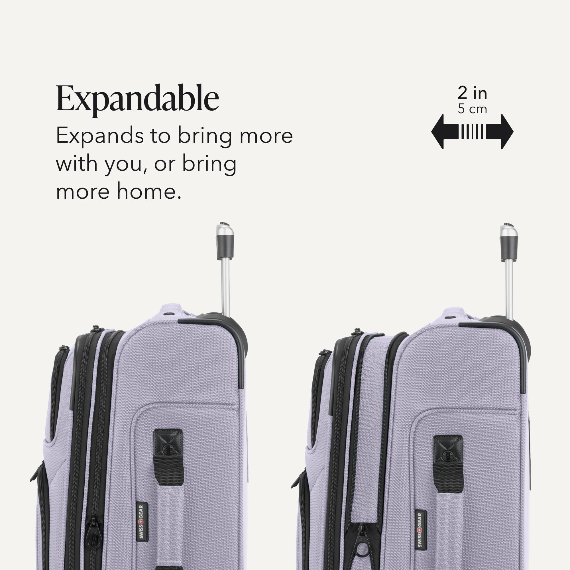SWISSGEAR Sion Carry-On/Large Softside Expandable Spinner Luggage Set, Lightweight, Evening Haze, 2-Piece Set (21/29-Inch) view 5