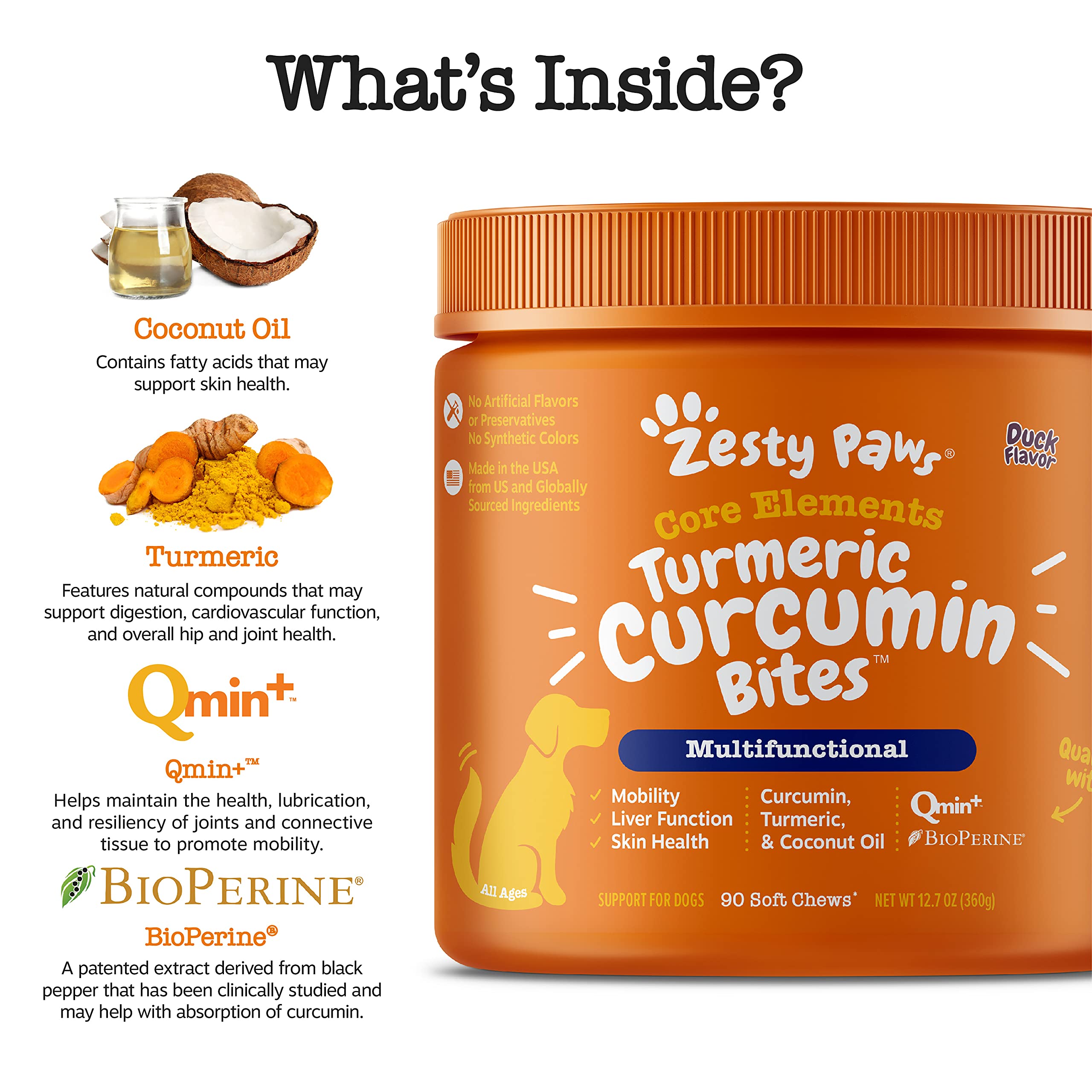 Zesty Paws Turmeric Curcumin for Dogs for Hip & Joint Mobility