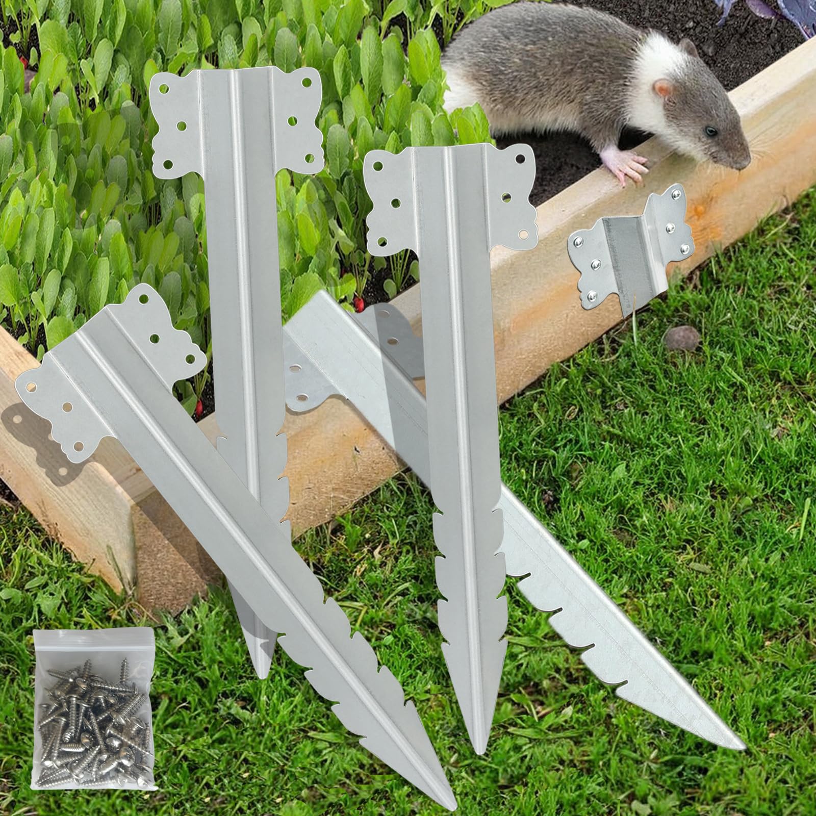 Soportes para dormir de ferrocarril, paquete de 10 estacas de metal para bordes de jardín, de acero galvanizado resistente, fijaciones para camas elevadas de madera, entrada, borde de camino