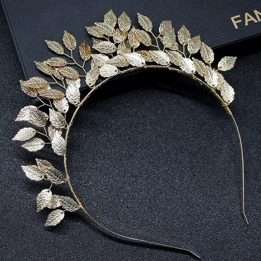2 Cerchietti Con Foglie D'Oro Per Capelli - Fascia Nuziale In Metallo - Accessorio Moda Per Matrimoni, Feste E Balli