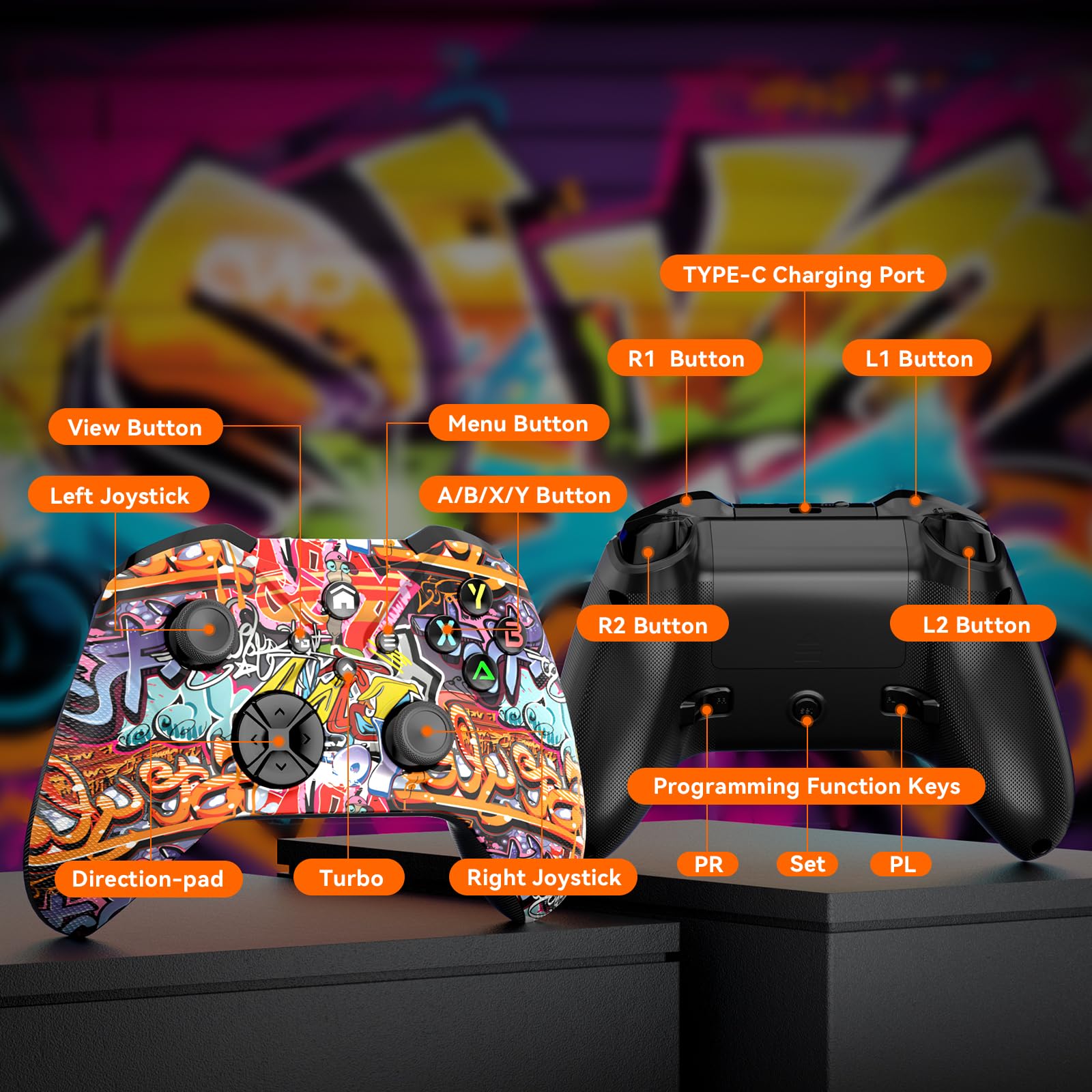Lapezei Wireless Controller für Xbox Series S/X, mit Xbox One/PC/Android/iOS, Bluetooth Gamepad mit Back Buttons, Marco, Turbo, Dual Vibration, 6-Axis Sensor, 3.5mm Audio Jack