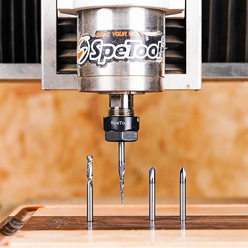 Miniatura 6 de SpeTool Juego de brocas de enrutador CNC para perfil de madera V ranura grabado carburo sólido vástago de 14 pulgadas