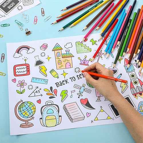 Miniatura 4 de Chiisong 60 manteles individuales de papel desechables para el regreso a clases, manteles individuales de papel para colorear para la familia,