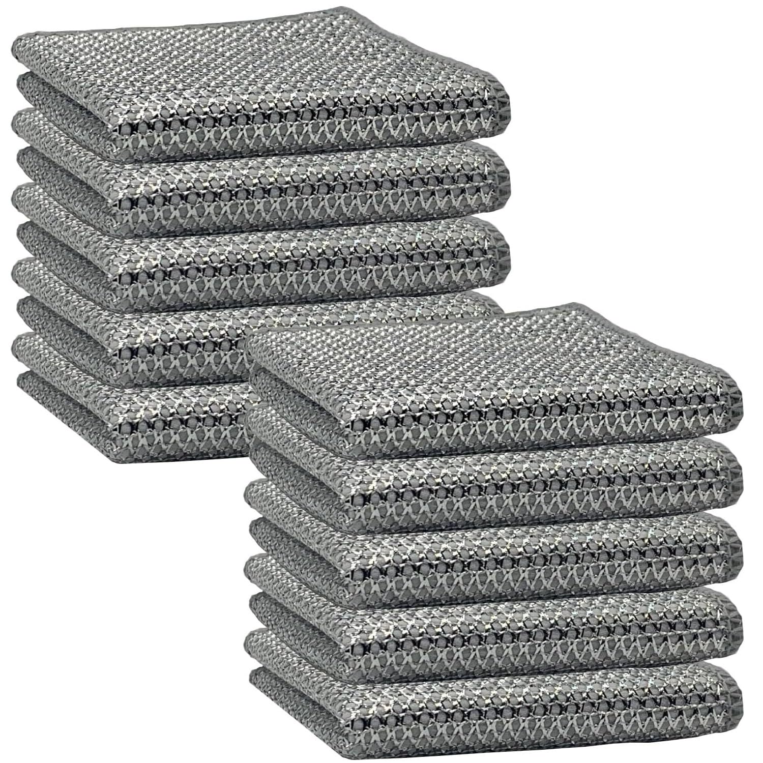 Meganchoice Double Layer Kitchen Cleaning Cloth Pack of 10 Non Scratch Steel Wire Dish Wash Towel Mesh Dishwashing Rags Stainless Steel Scrubber Non-Scratch Bathroom Microfiber Rag (B0D8TNFSG8) Amazon Price History, Amazon Price Tracker